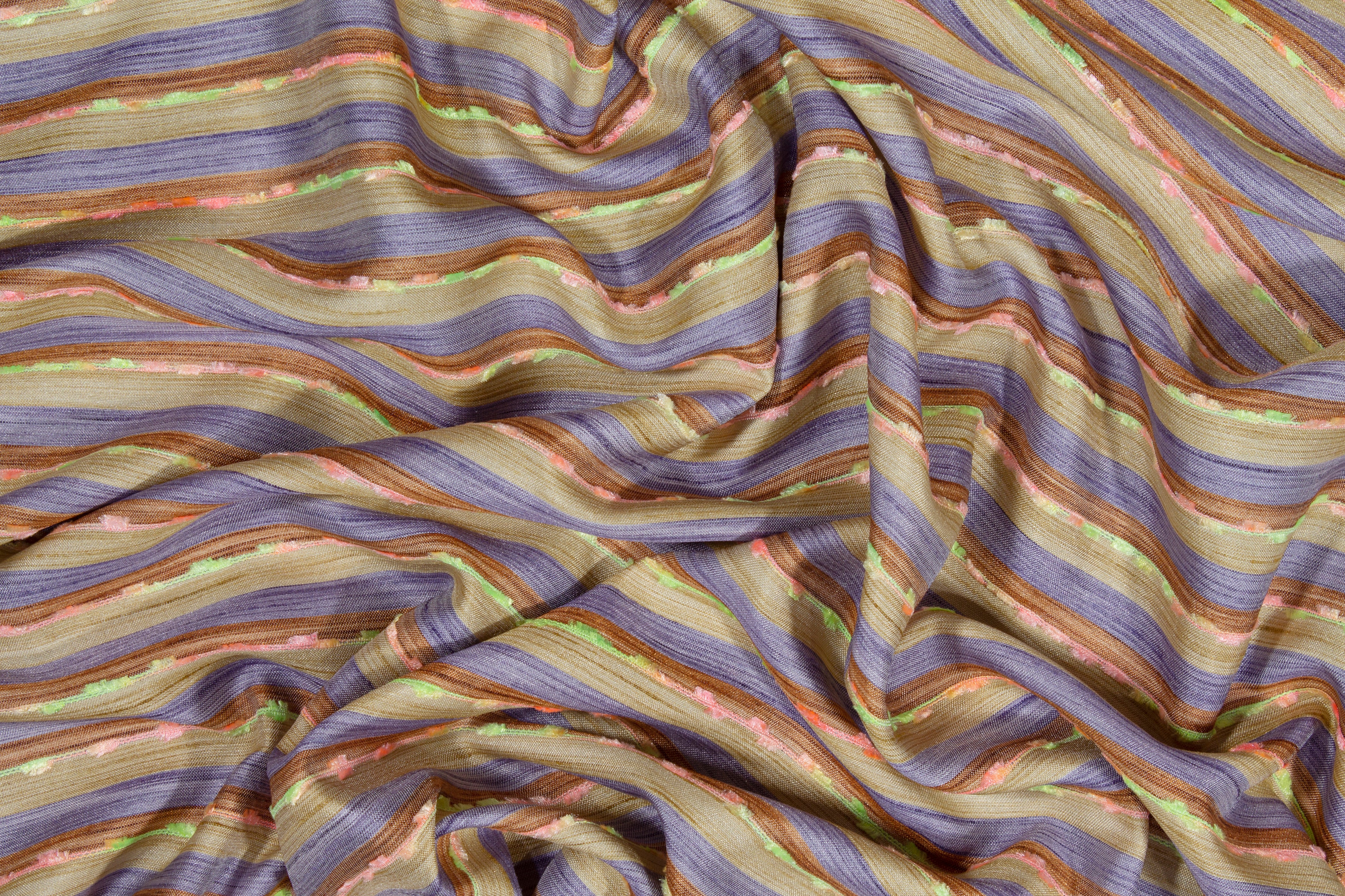 Striped Embroidered Italian Jacquard - Multicolor