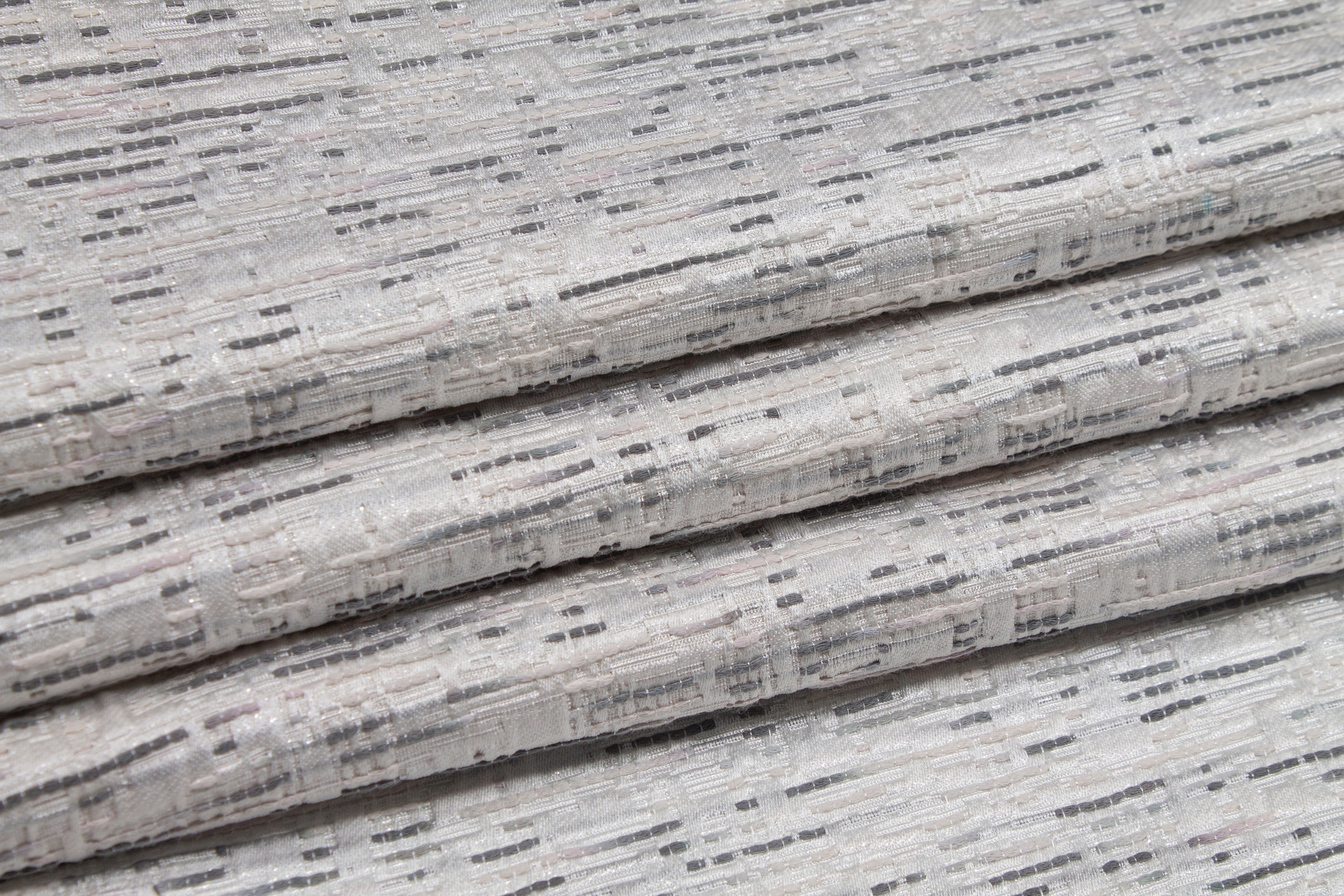 Metallic Poly Rayon Brocade - White and Gray