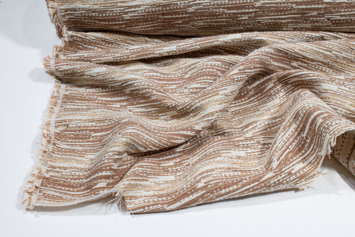 Metallic Poly Cotton Tweed - Khaki Brown