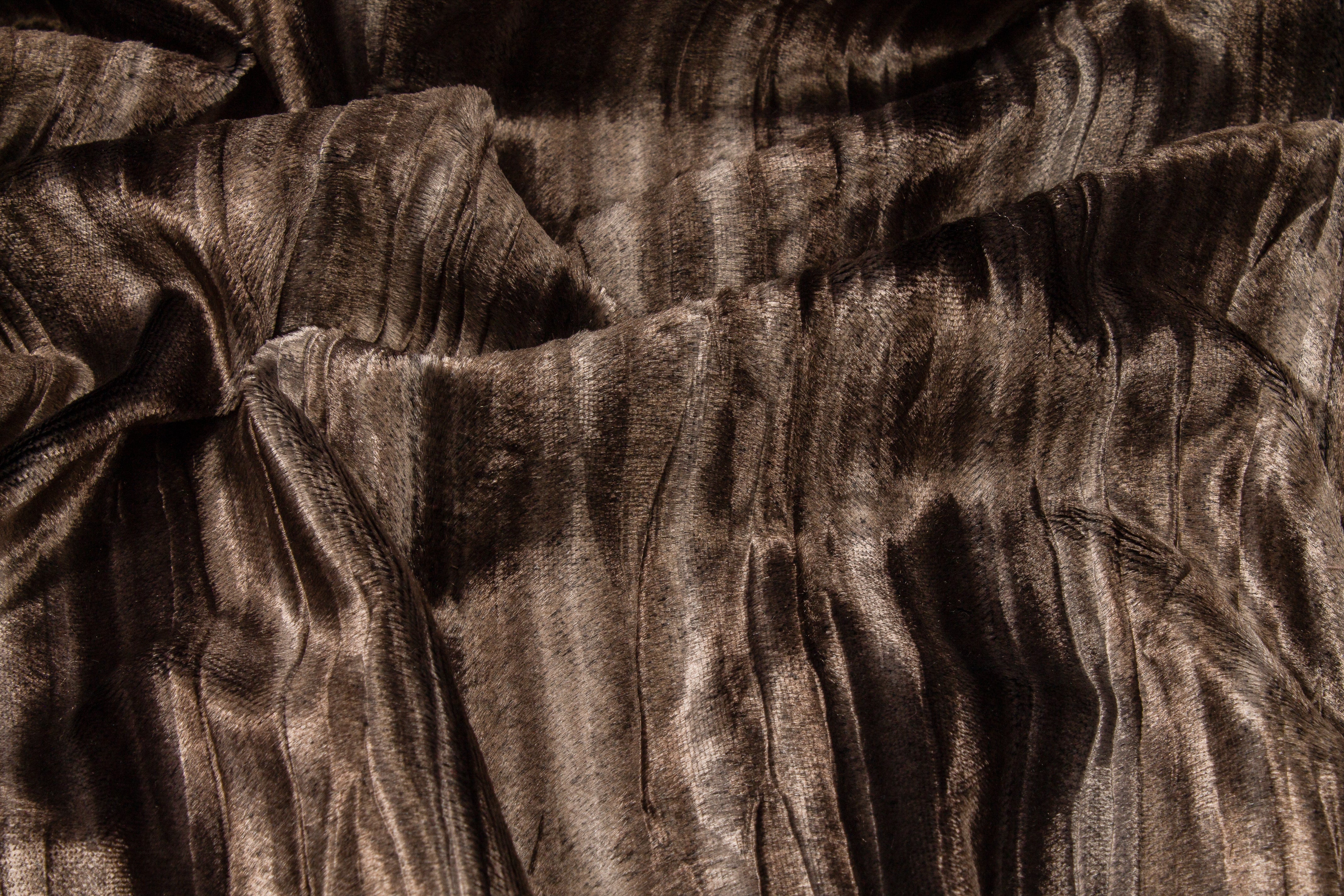 Crushed Striped Rayon Velvet - Gray / Brown