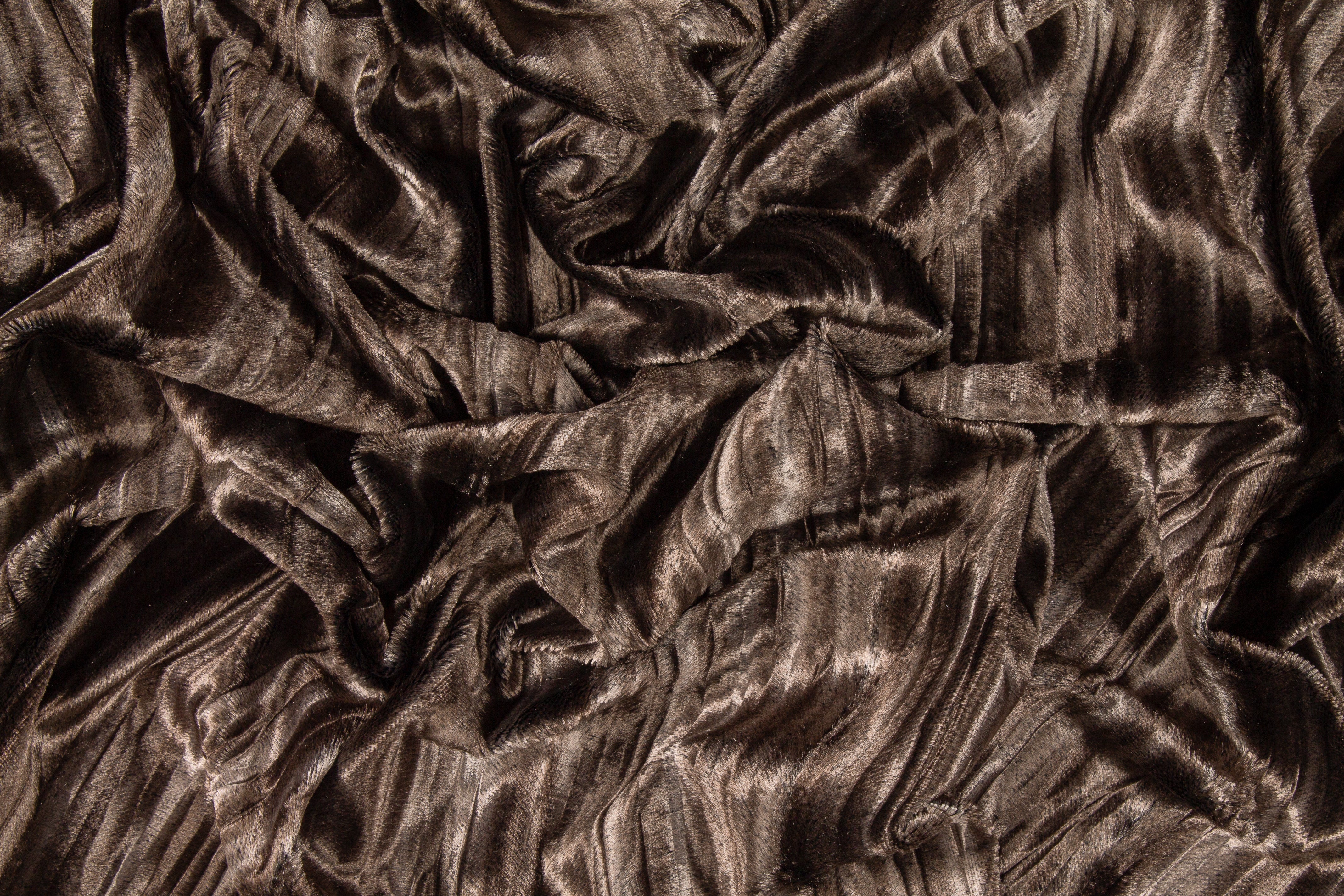 Crushed Striped Rayon Velvet - Gray / Brown