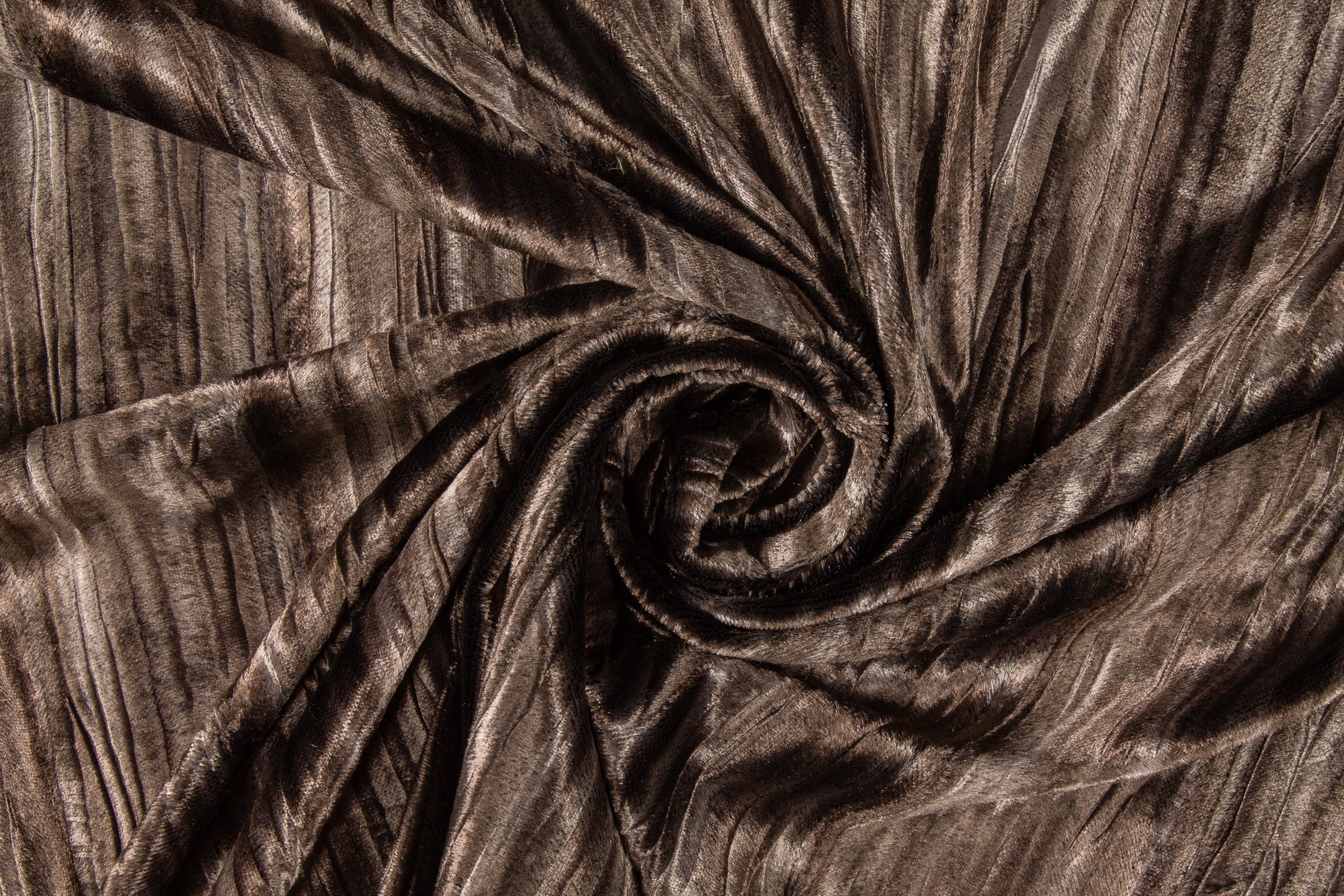 Crushed Striped Rayon Velvet - Gray / Brown