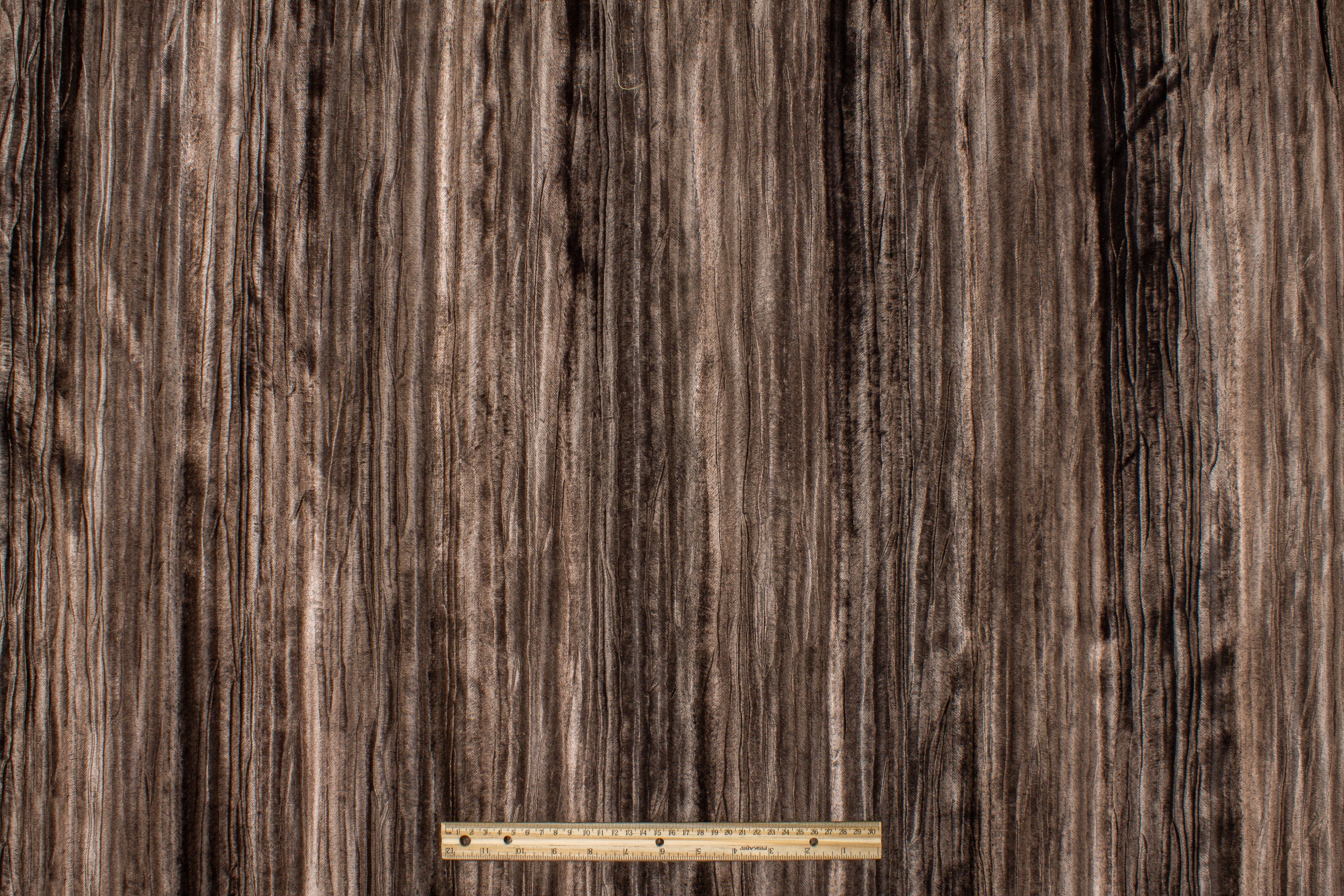 Crushed Striped Rayon Velvet - Gray / Brown
