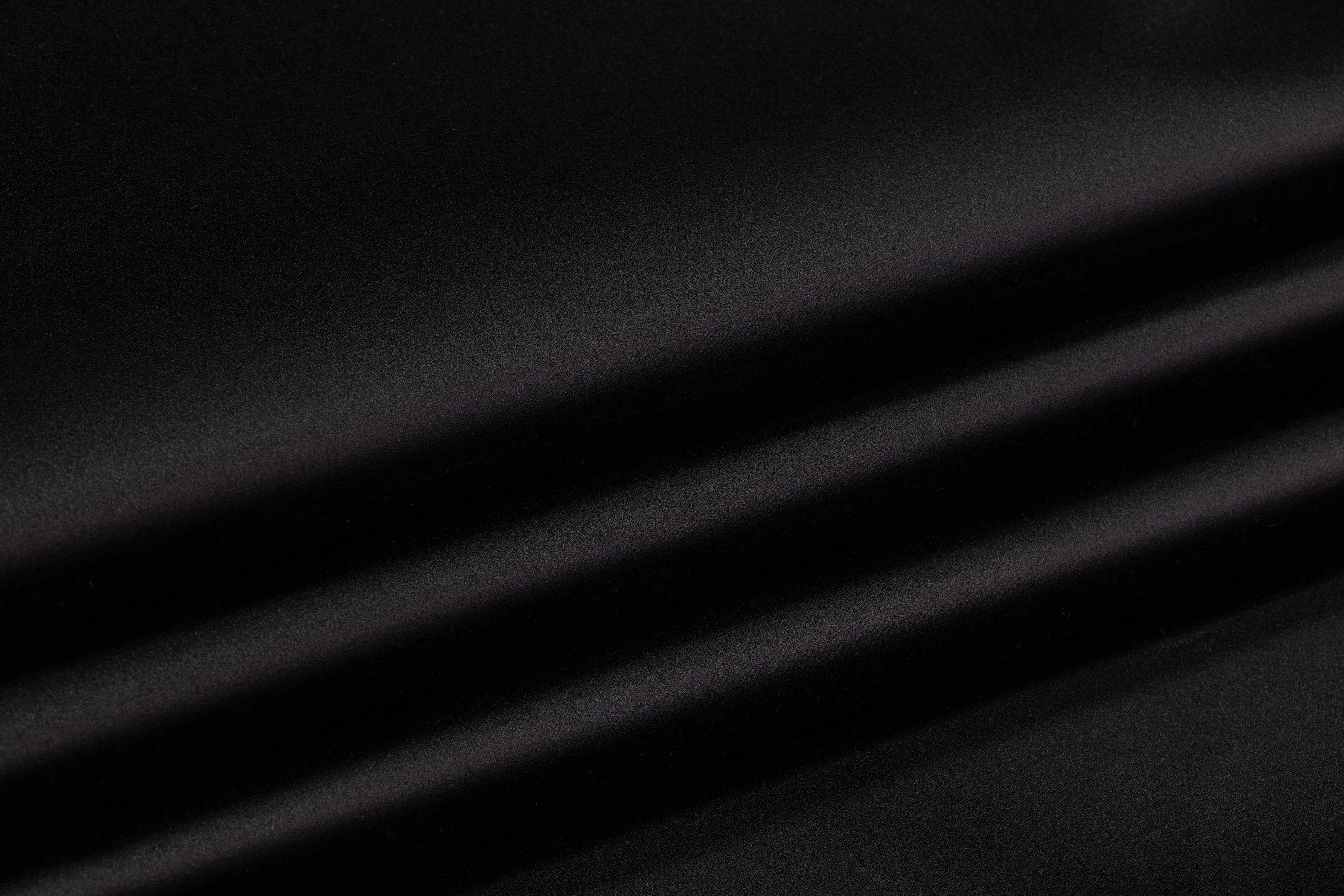 Italian Cotton Backed Silk Viscose Satin - Black