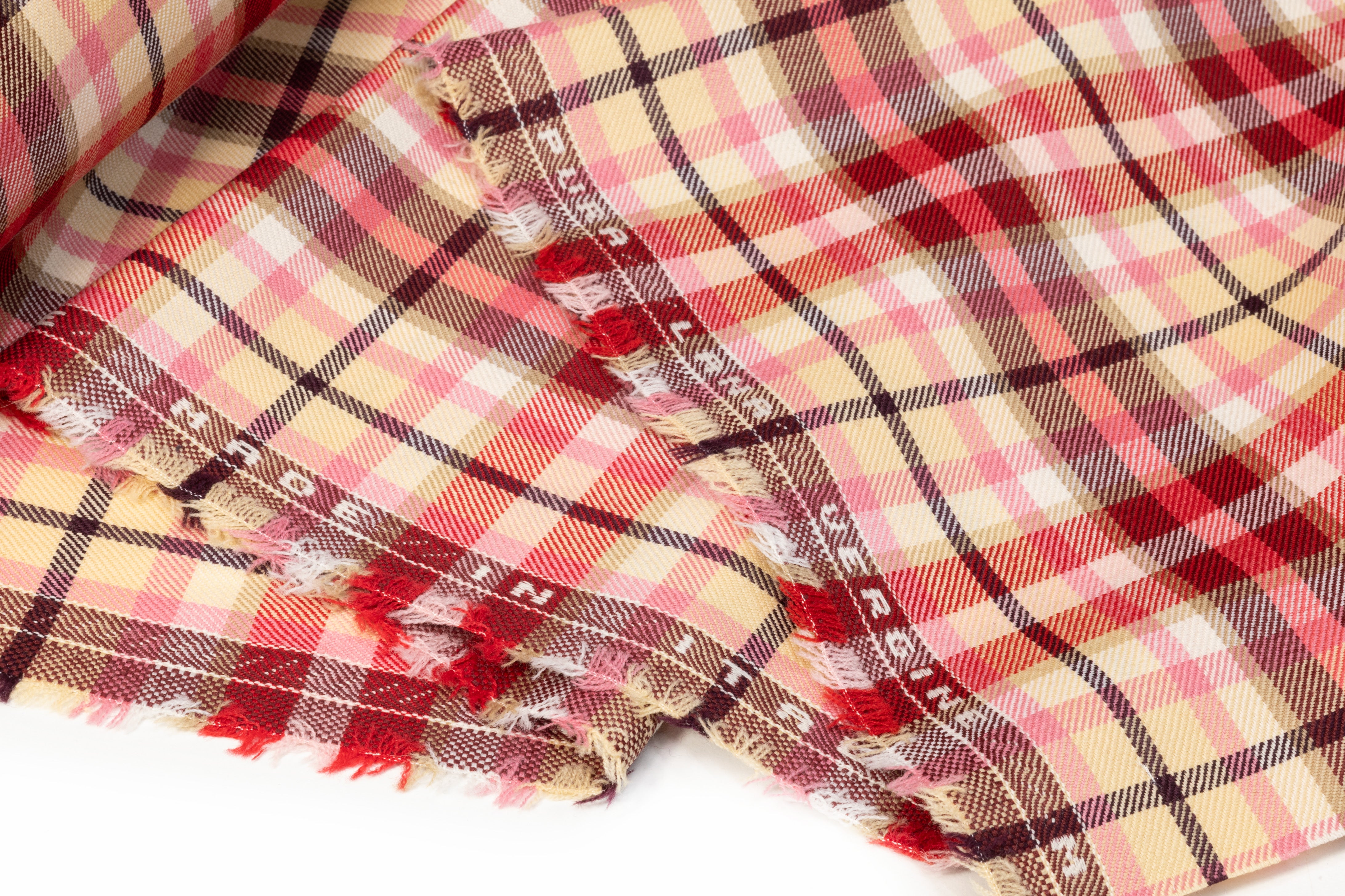 Plaid Italian Wool Suiting - Red / Pink / Cream