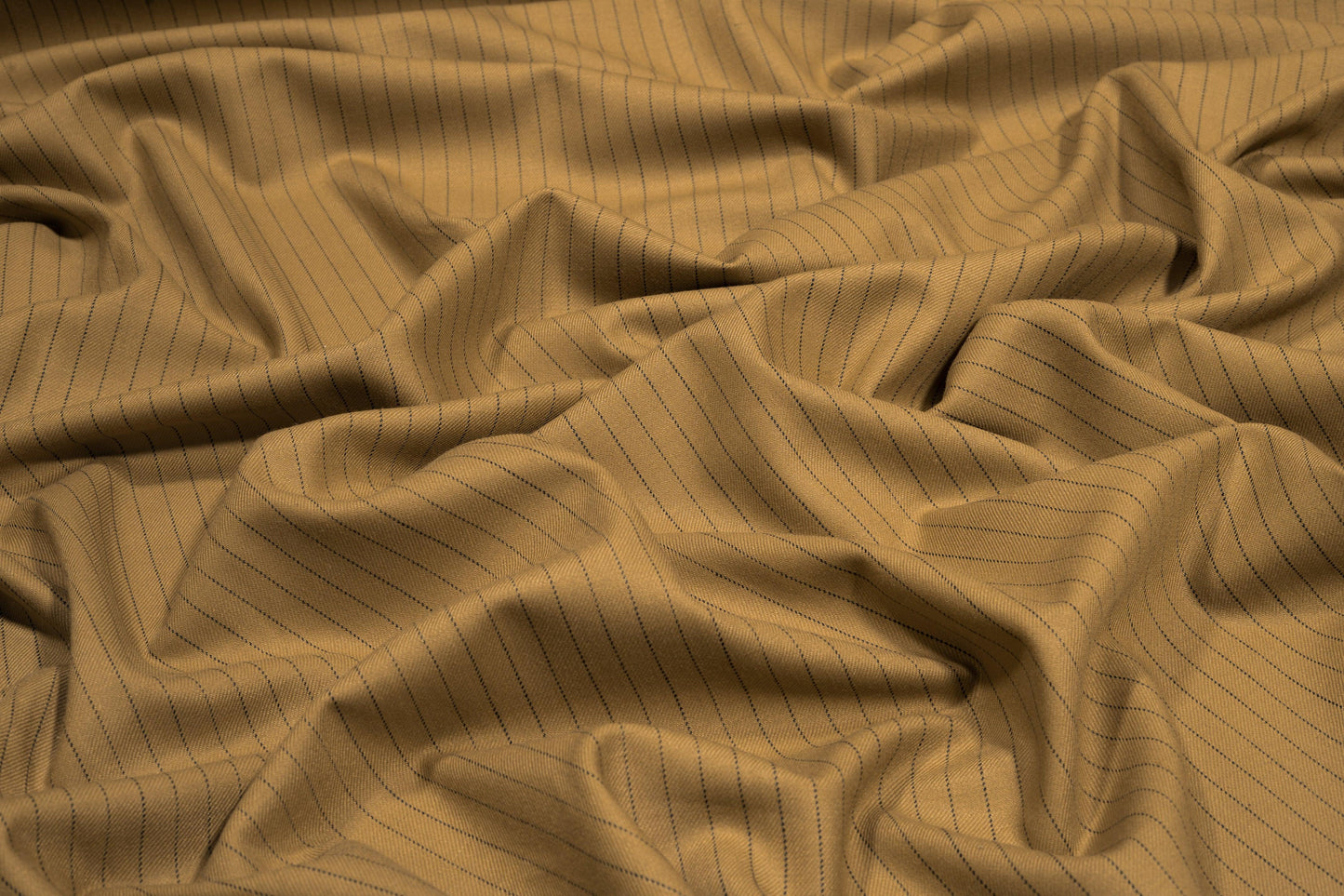 Tan Pin Striped Italian Wool Suiting - Prime Fabrics