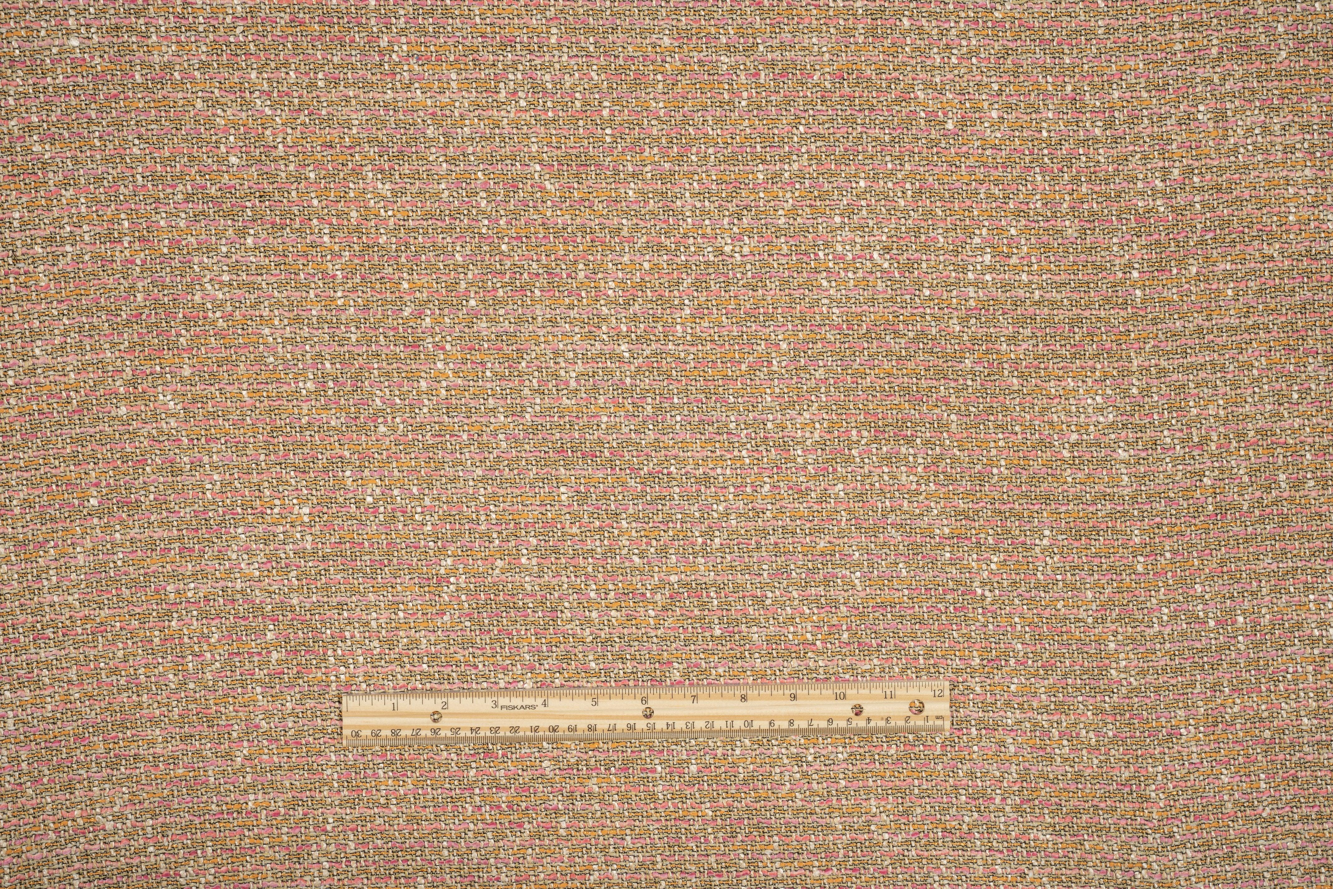 Pink, Orange, White Cotton Tweed - Prime Fabrics