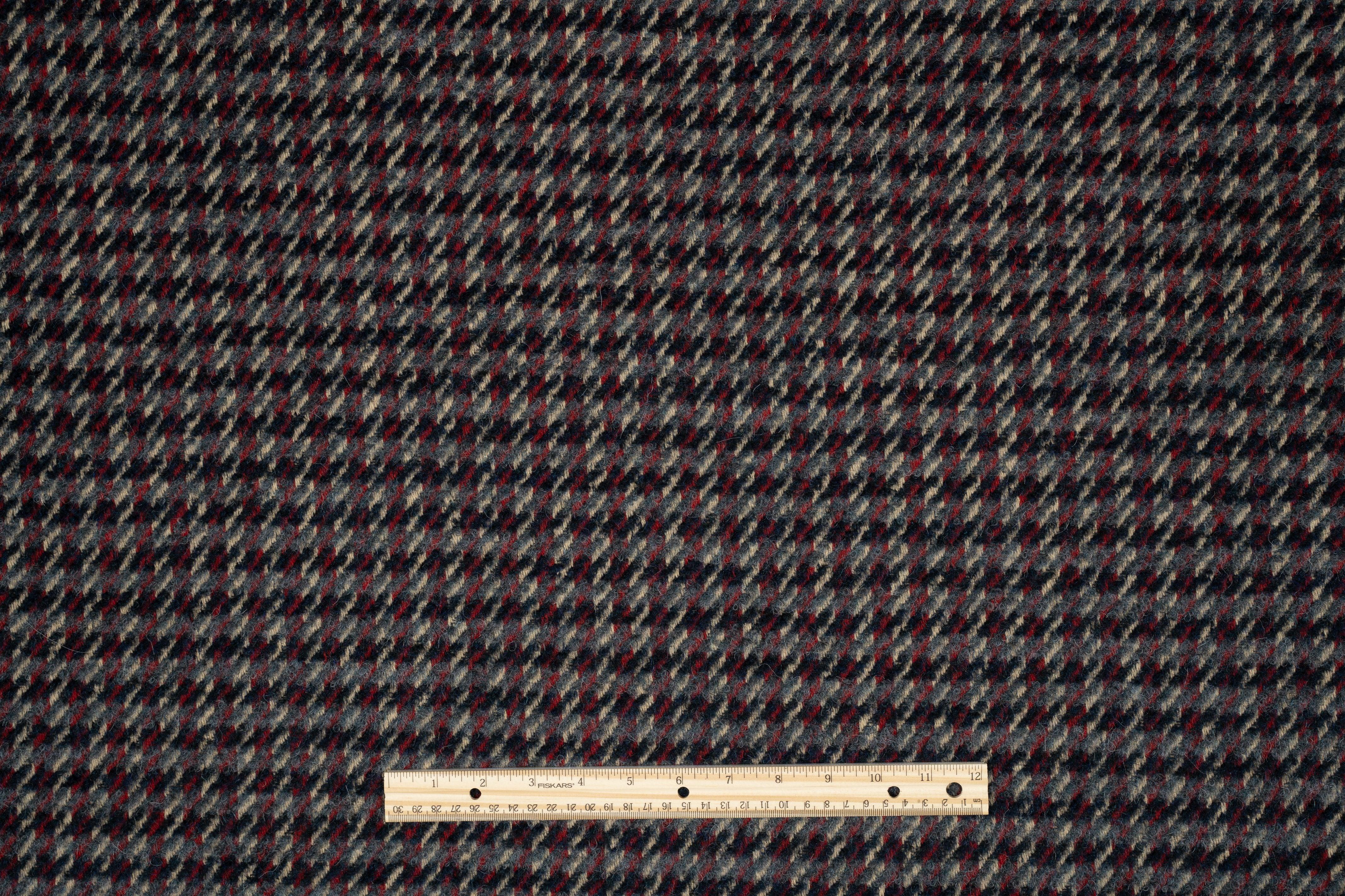 Blue and Red Checked Italian Wool Coating - Prime Fabrics