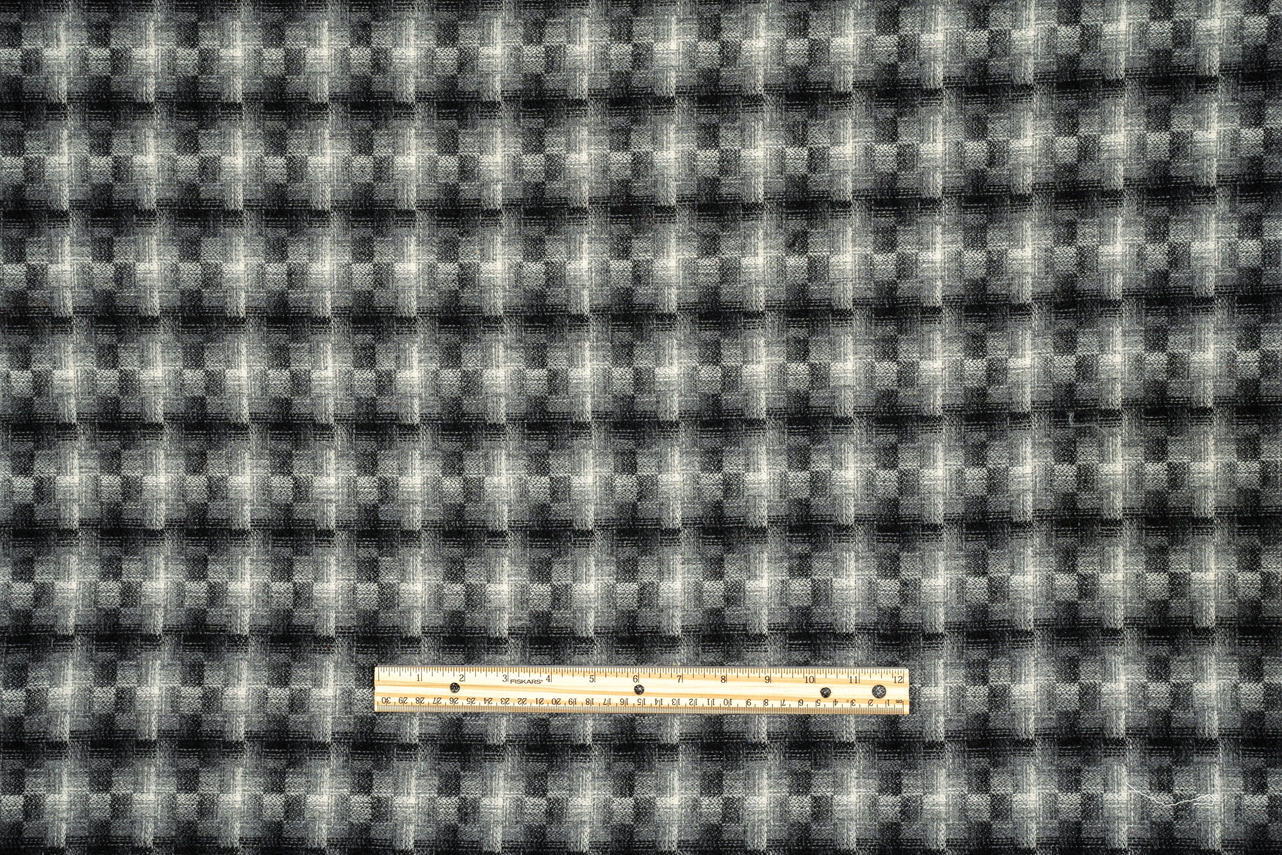 Washed Gray Checked Italian Wool - Prime Fabrics