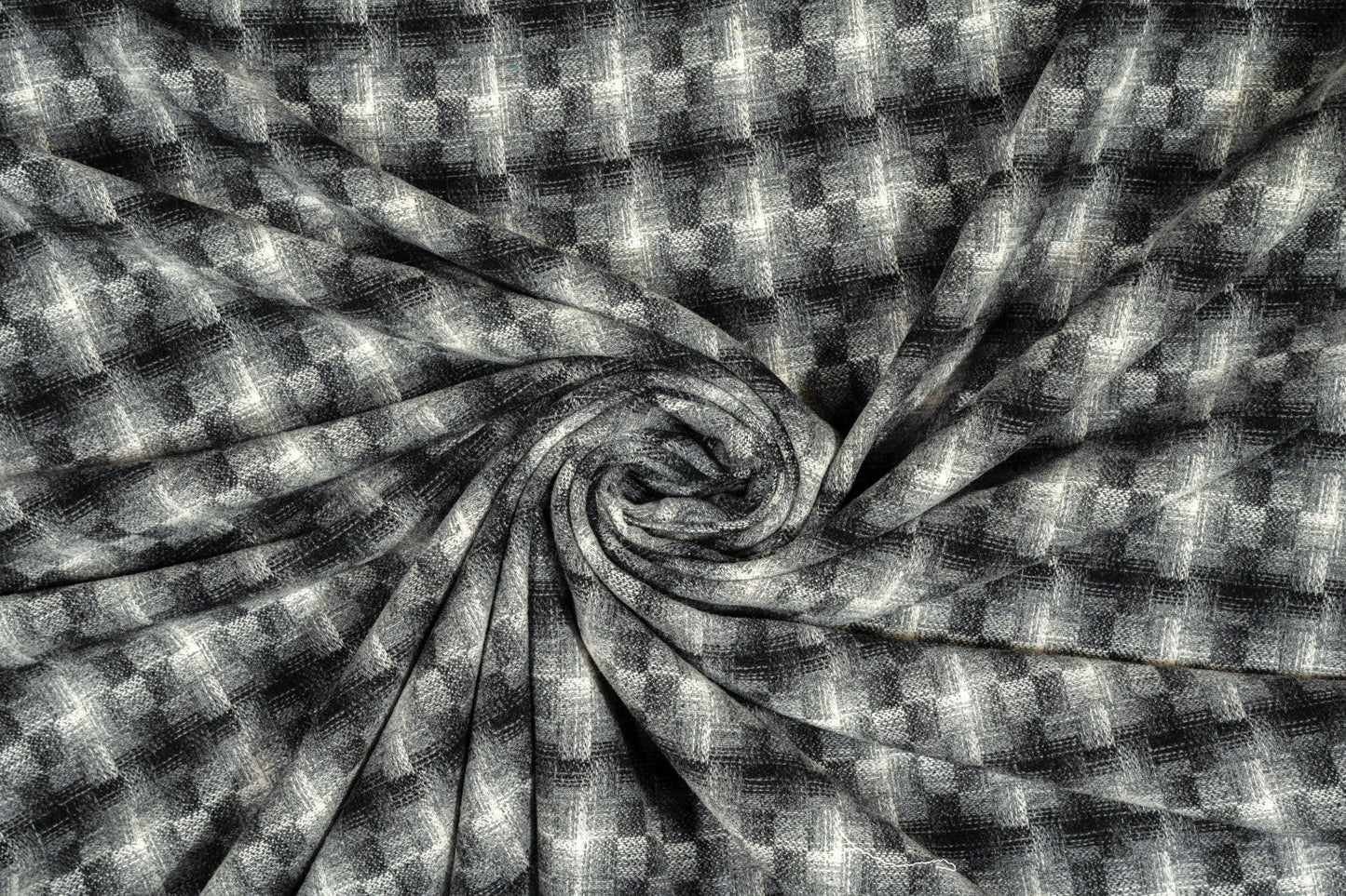 Washed Gray Checked Italian Wool - Prime Fabrics