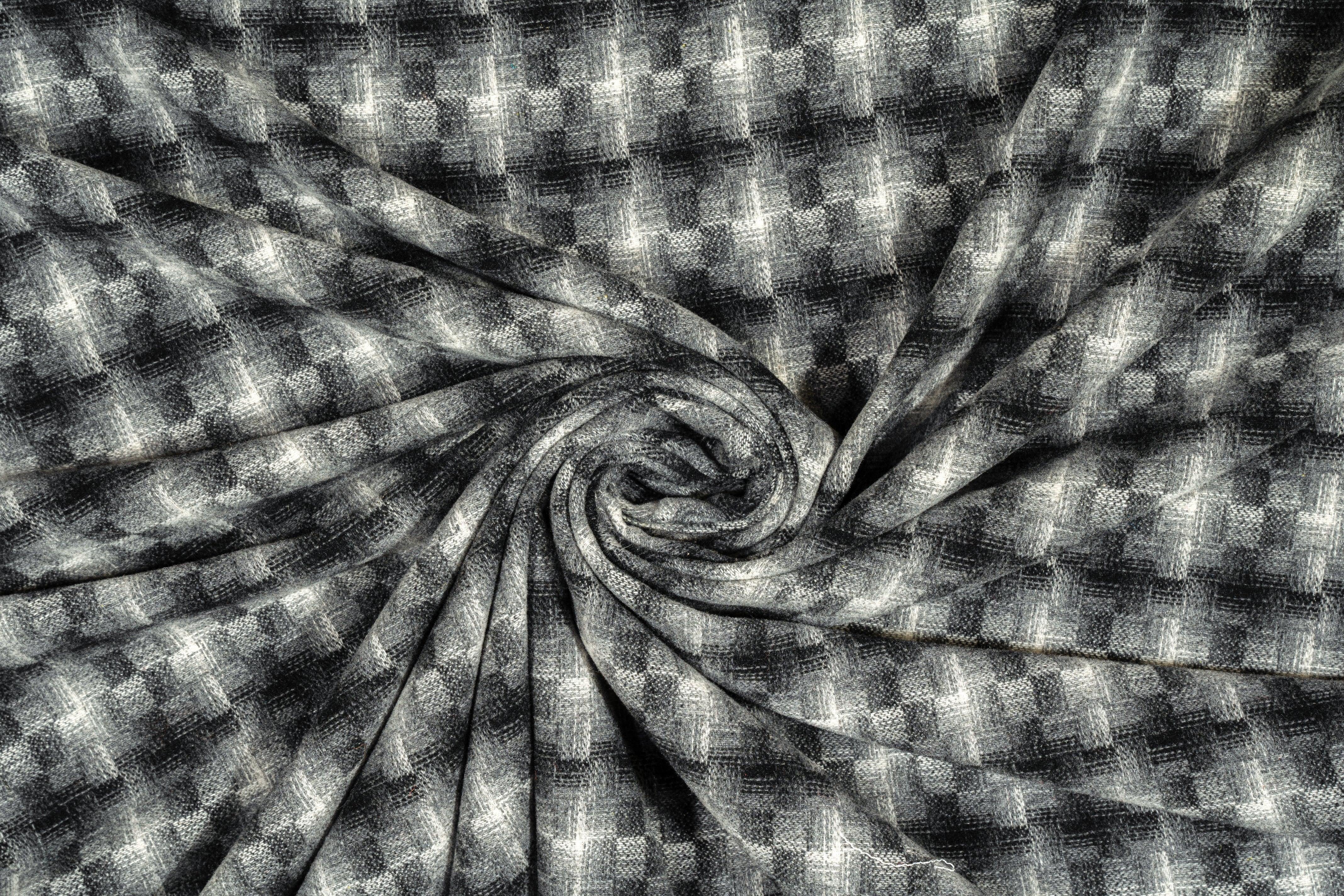 Washed Gray Checked Italian Wool - Prime Fabrics