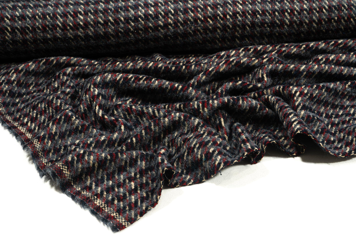 Blue and Red Checked Italian Wool Coating - Prime Fabrics