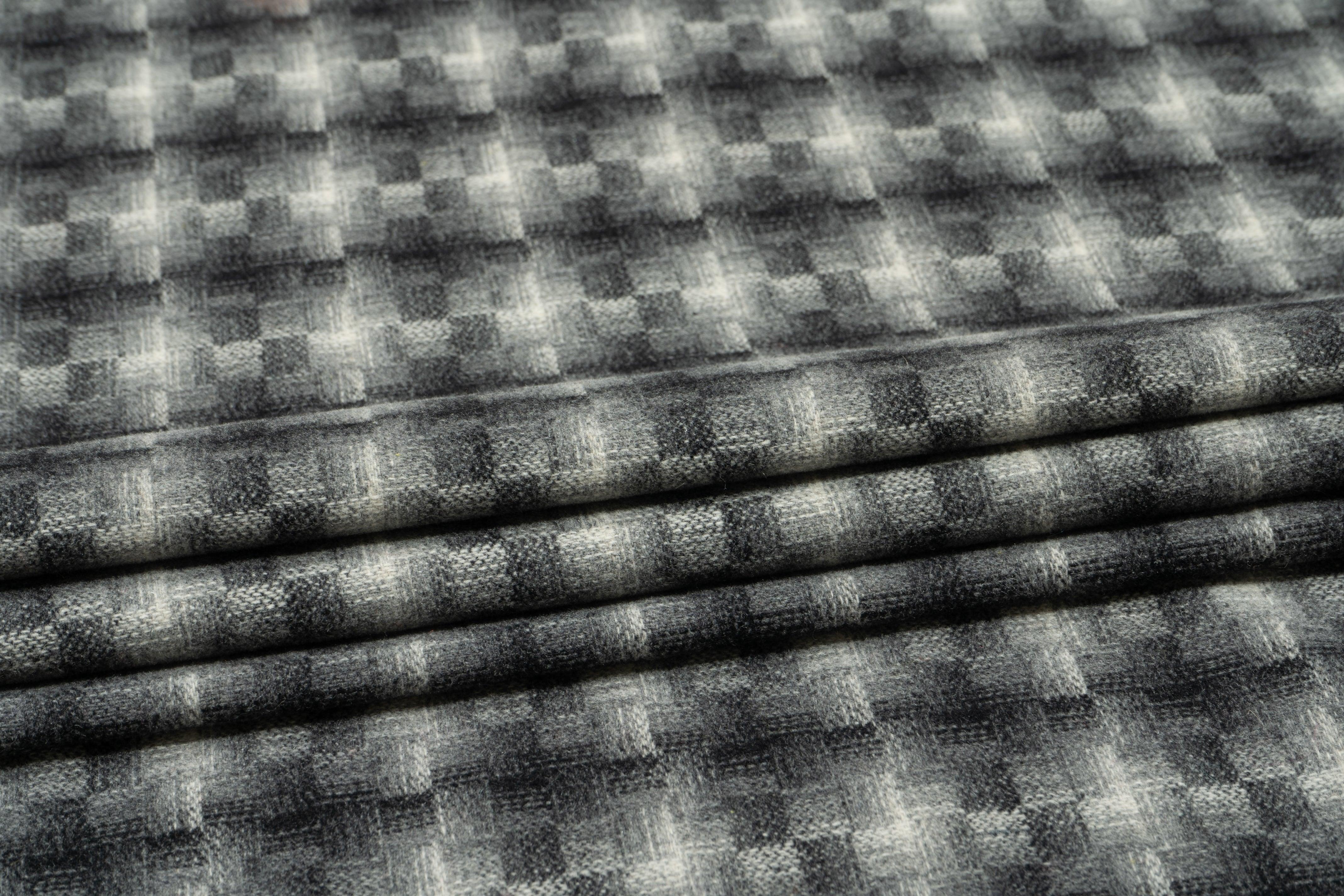 Washed Gray Checked Italian Wool - Prime Fabrics