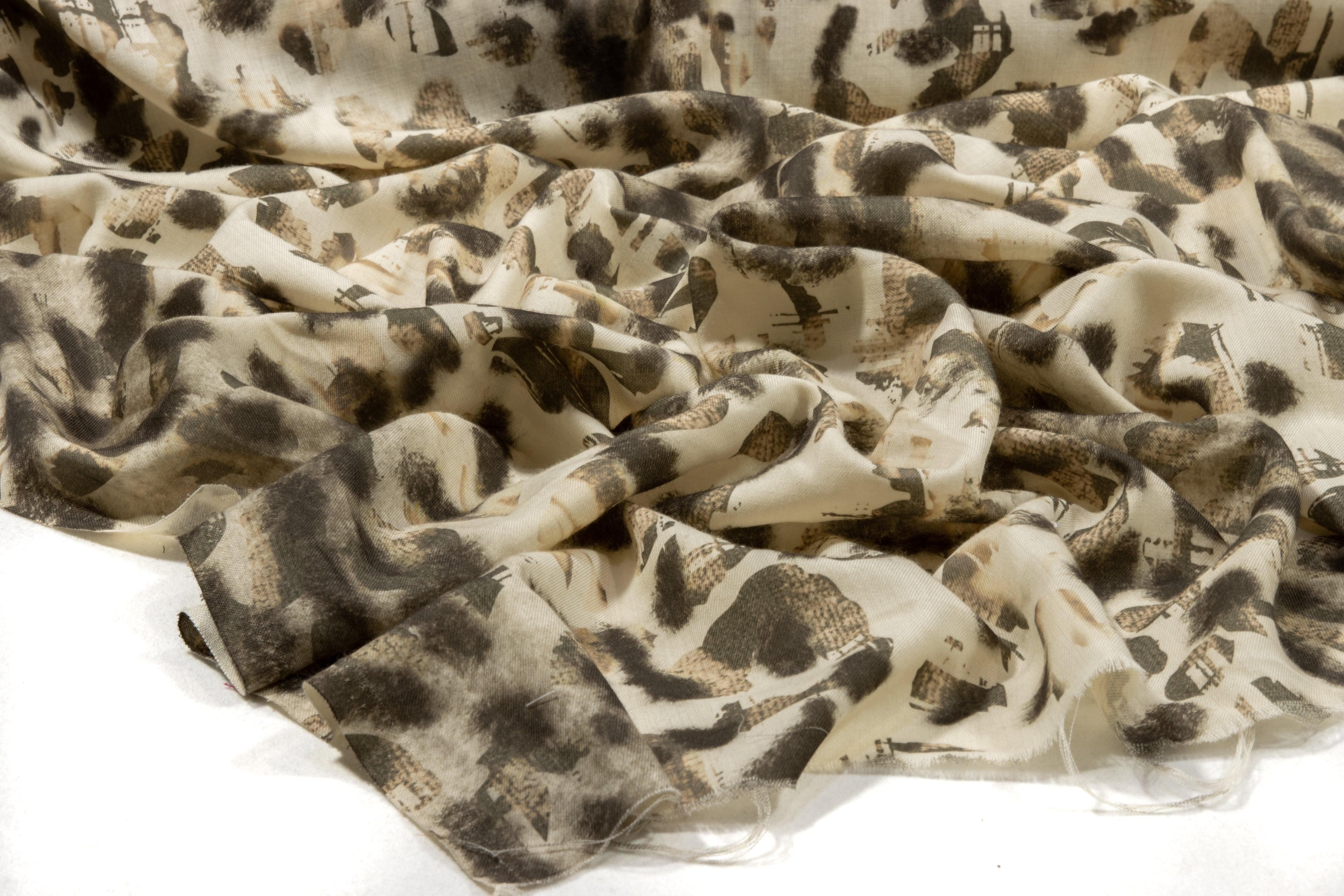 Abstract Printed Wool Challis - Prime Fabrics