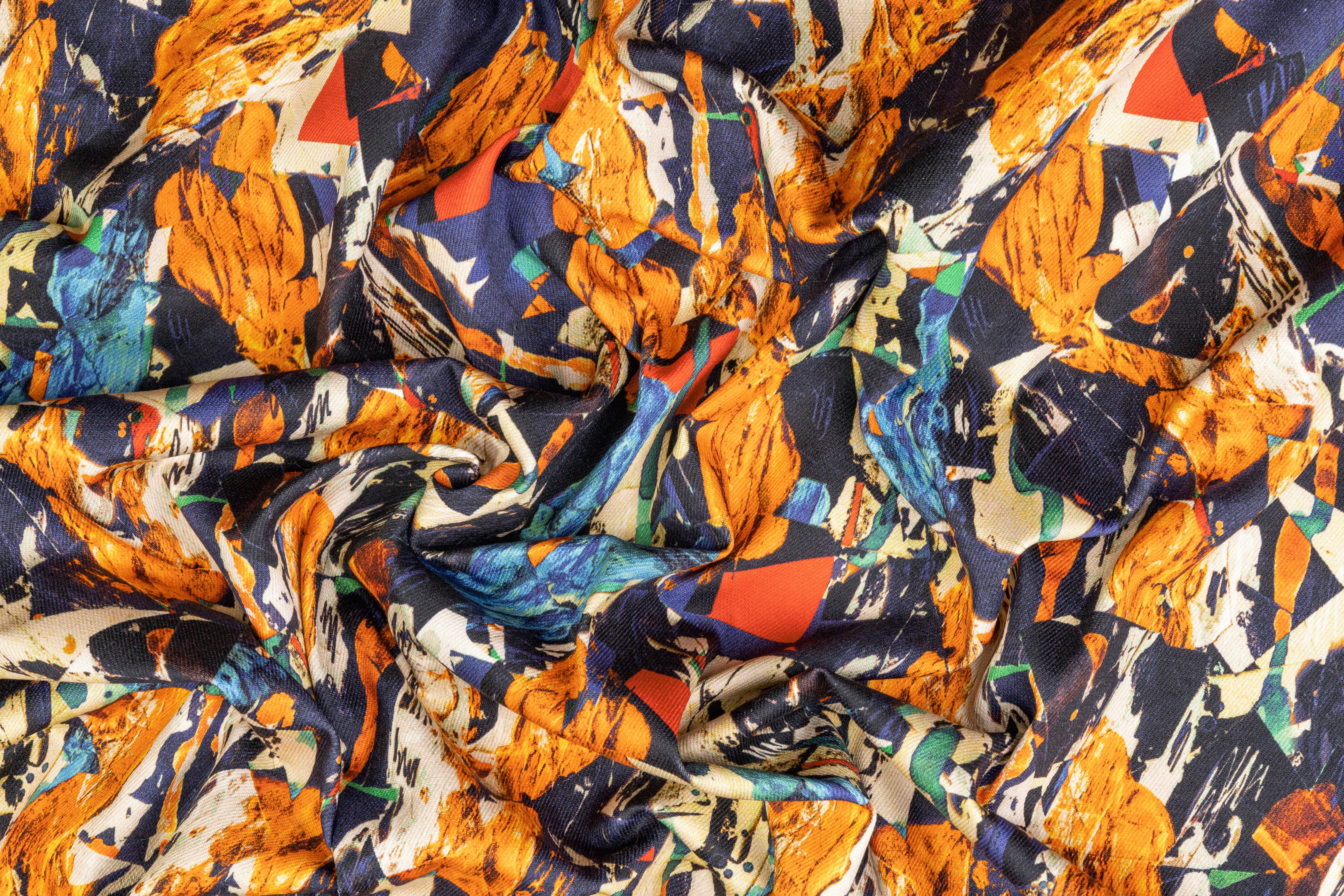 Abstract Printed Cotton Denim - Multicolor - Prime Fabrics