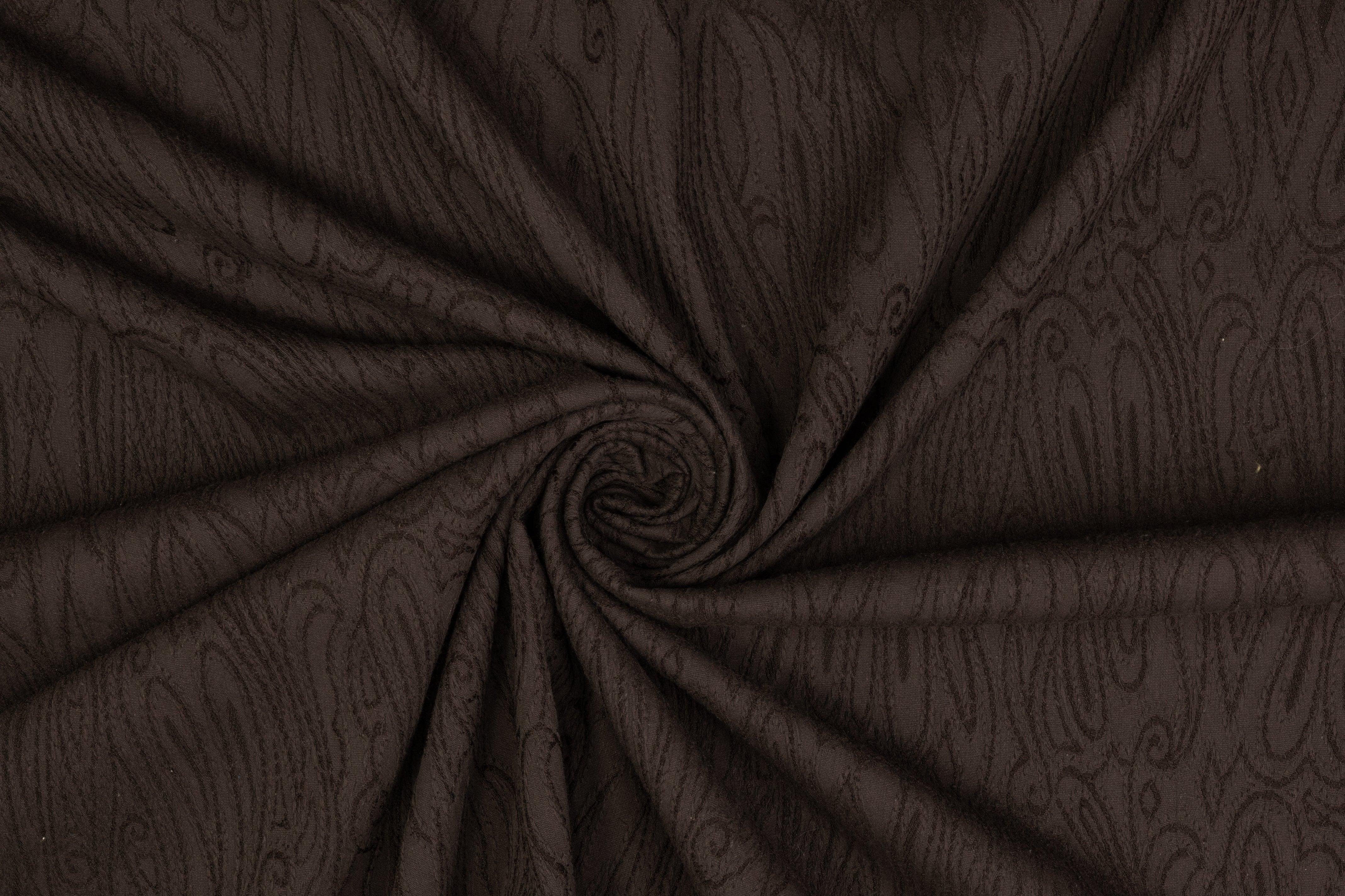Paisley Stretch Viscose Brocade - Dark Brown - Prime Fabrics