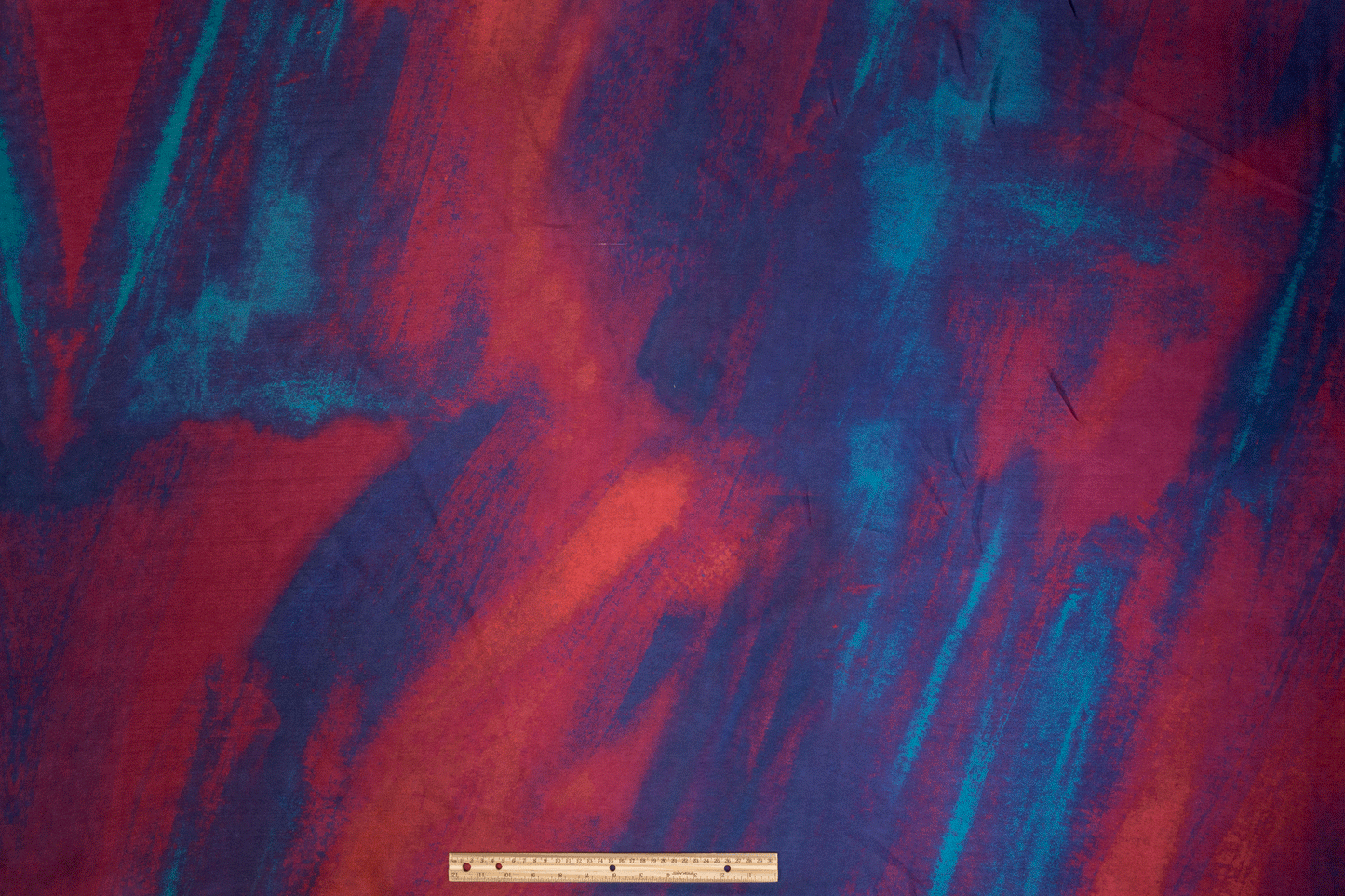 Printed Mikado - Blue and Maroon - Prime Fabrics