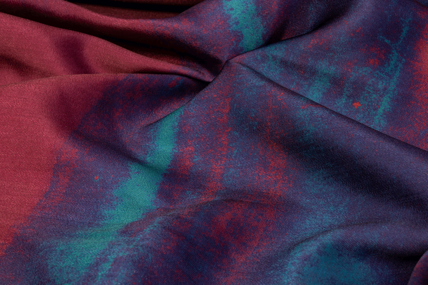 Printed Mikado - Blue and Maroon - Prime Fabrics