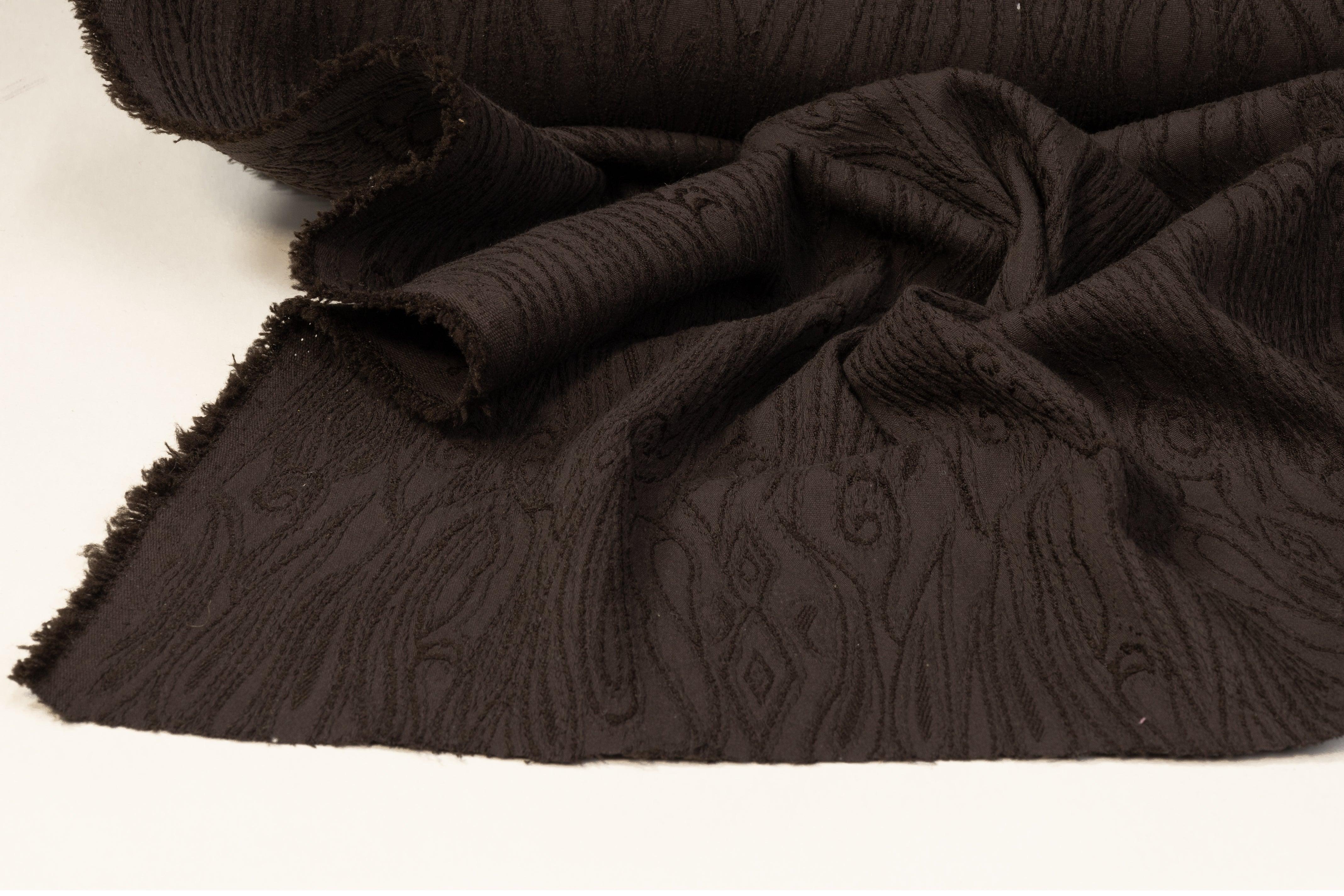Paisley Stretch Viscose Brocade - Dark Brown - Prime Fabrics
