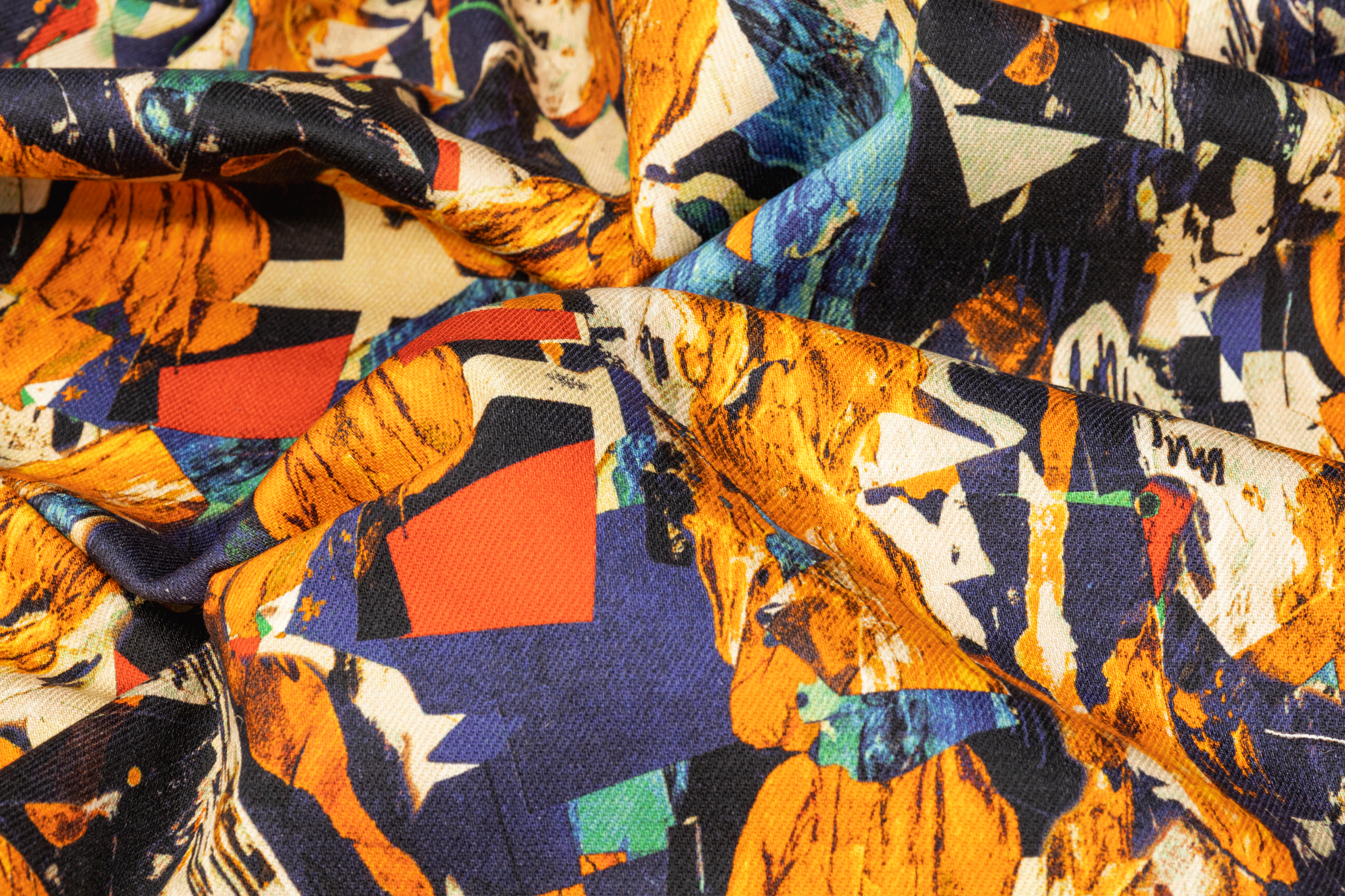 Abstract Printed Cotton Denim - Multicolor - Prime Fabrics