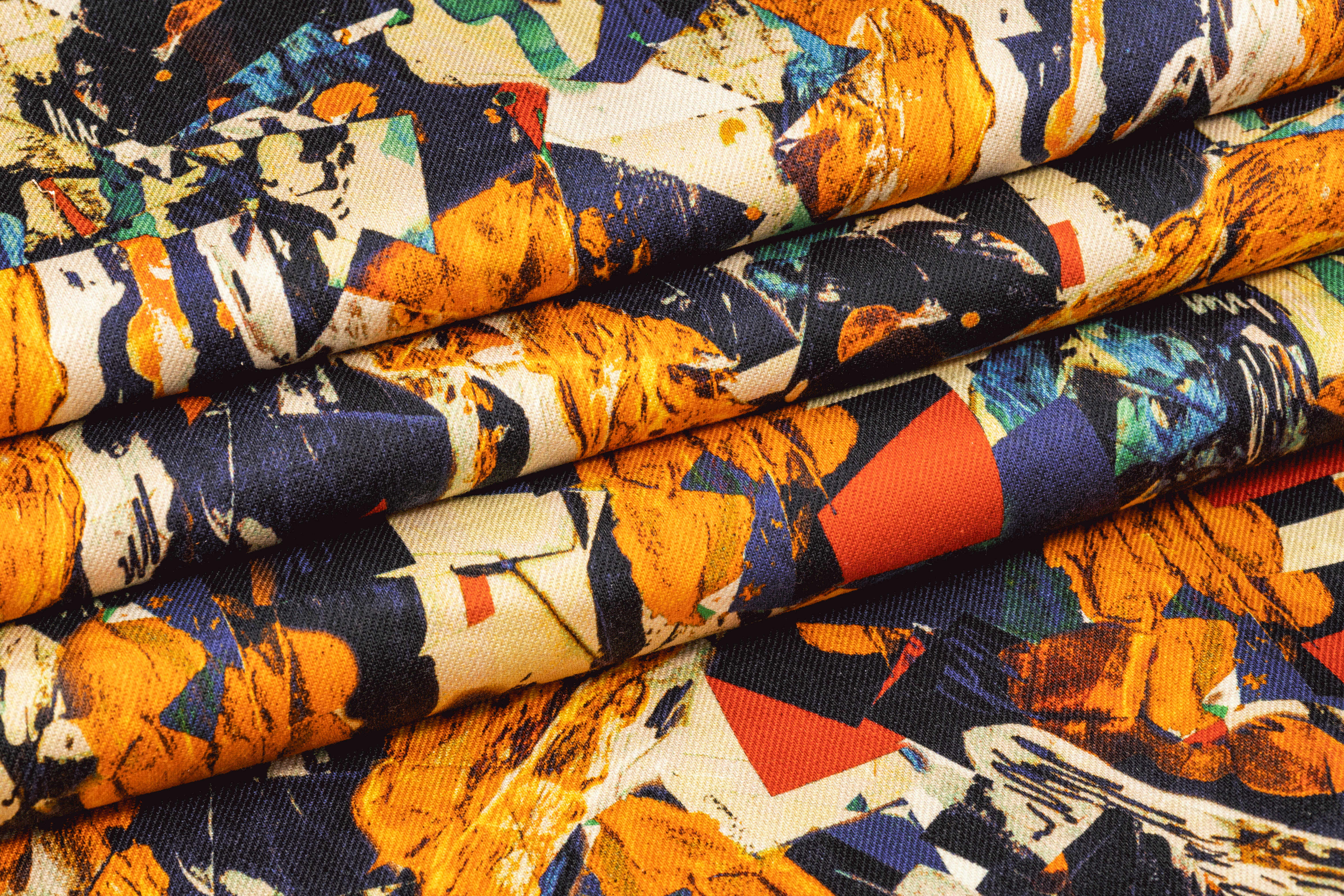 Abstract Printed Cotton Denim - Multicolor - Prime Fabrics