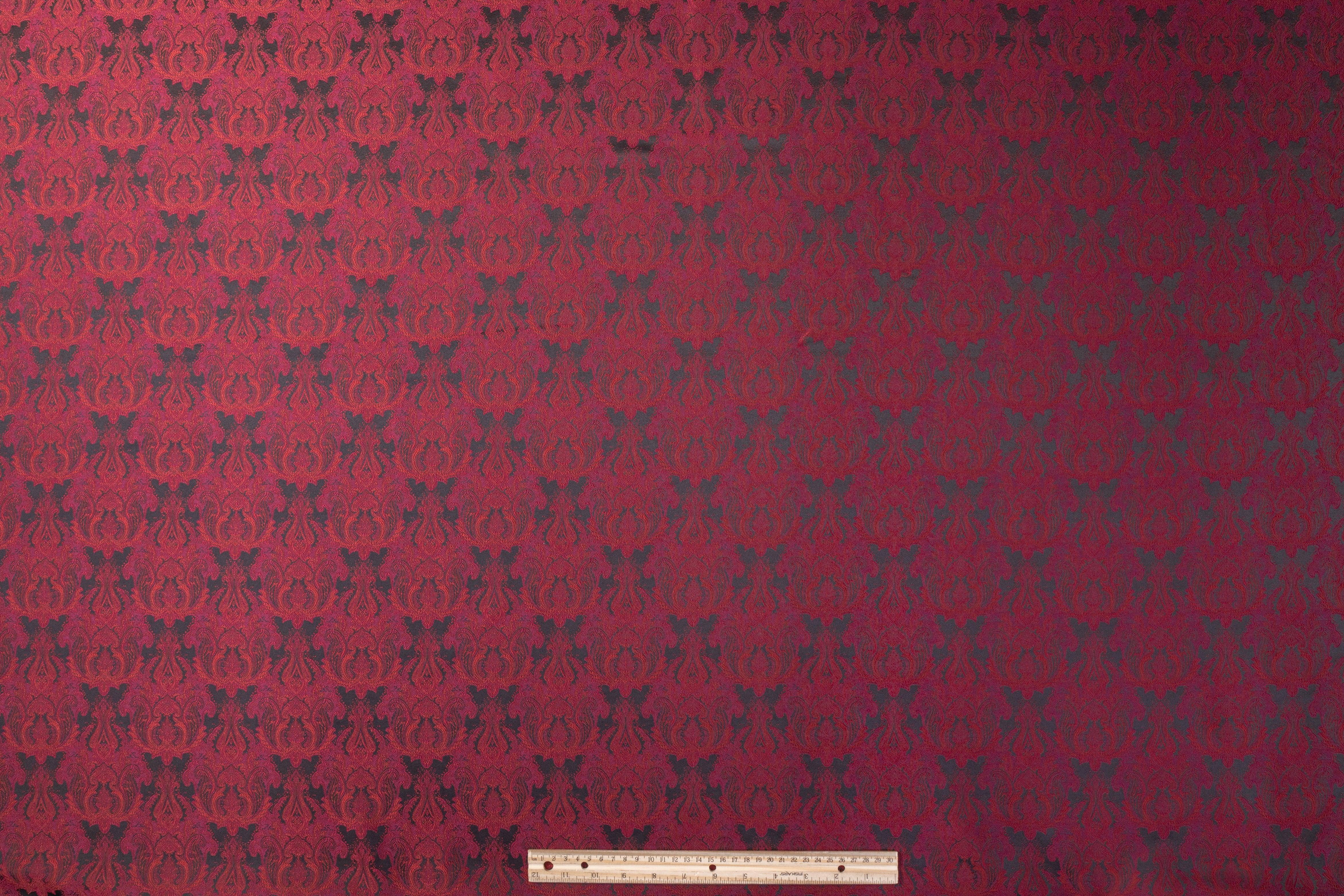 Damask Jacquard - Burgundy and Black - Prime Fabrics