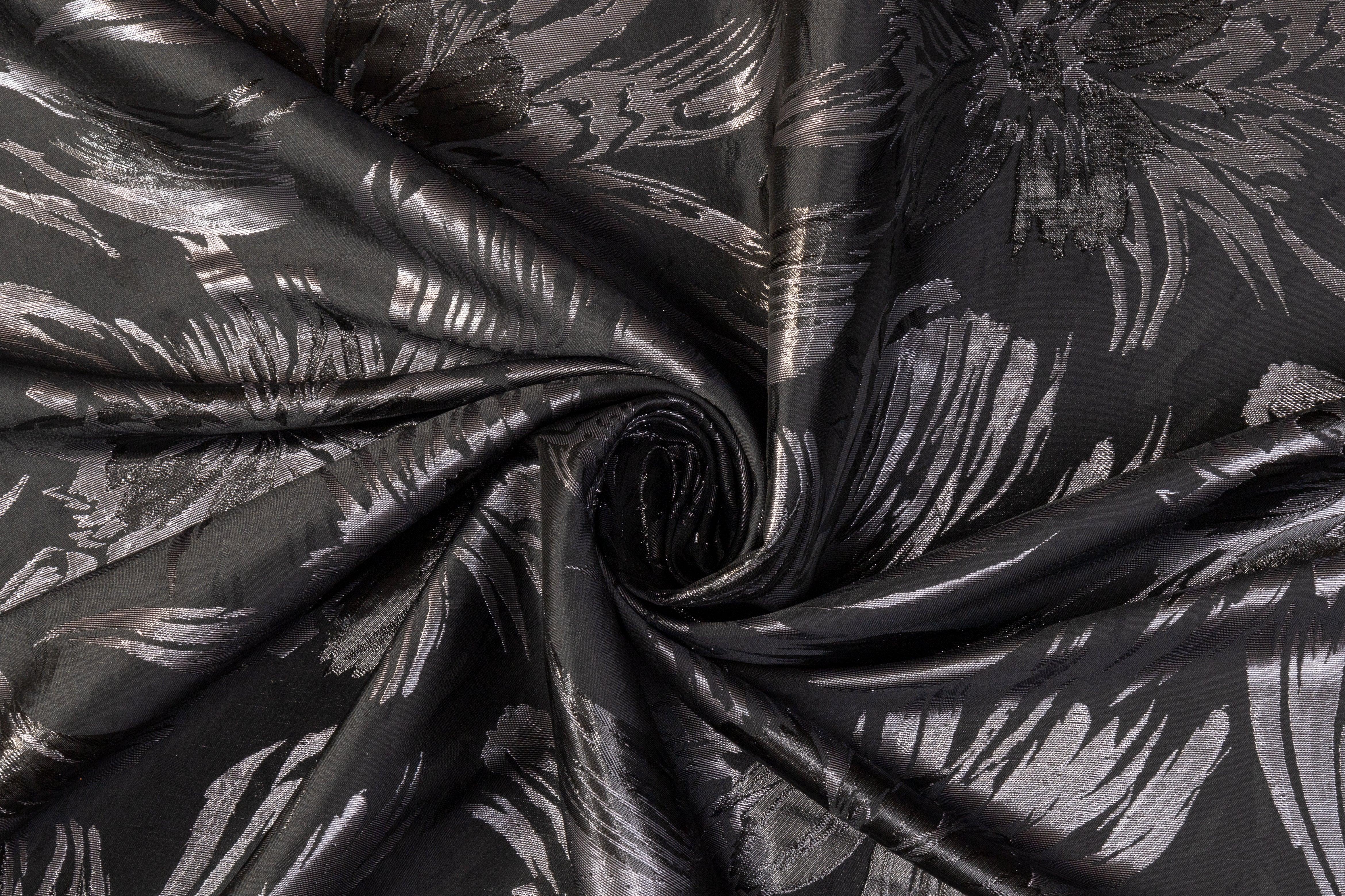 Metallic Floral Jacquard - Black and Gray - Prime Fabrics