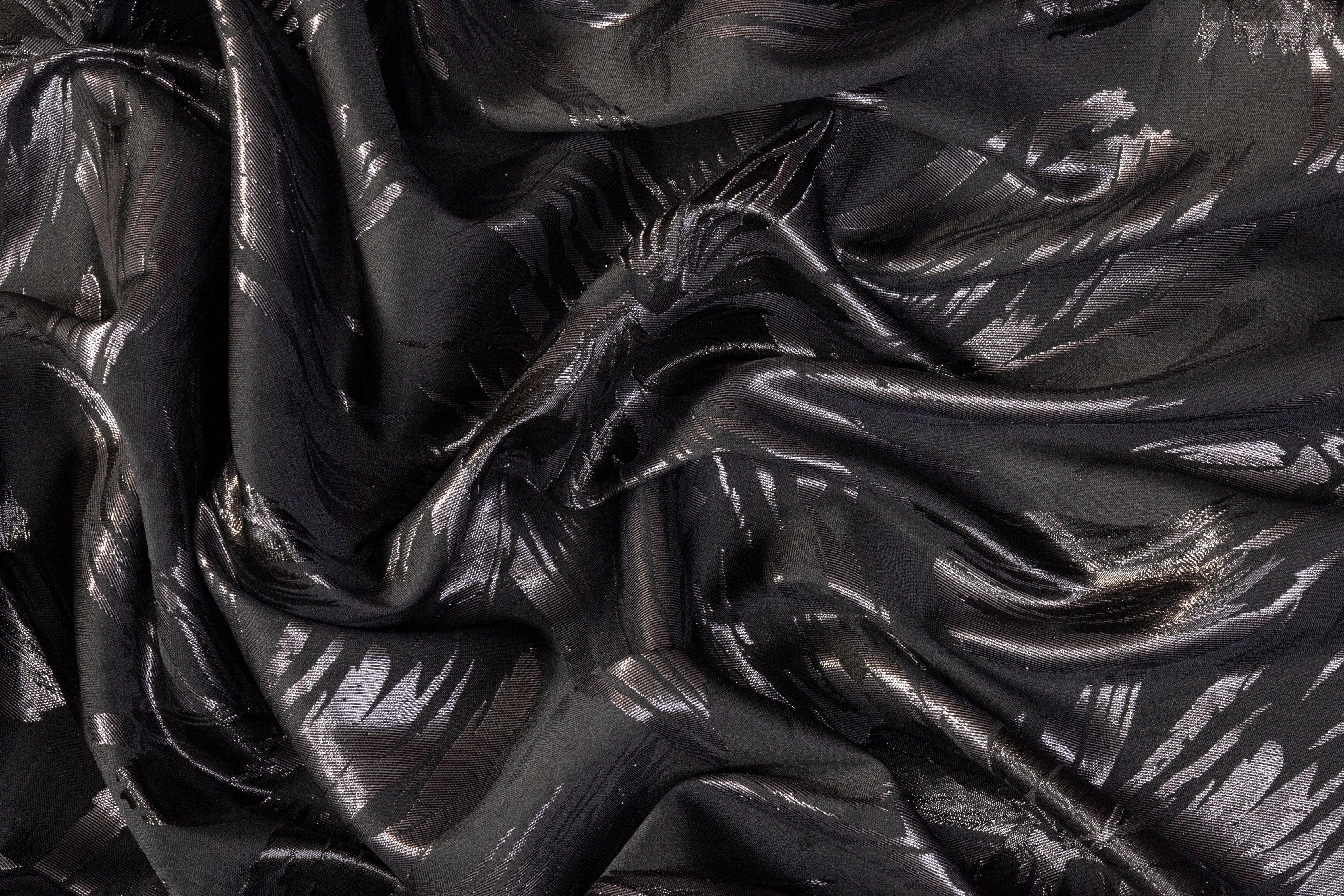 Metallic Floral Jacquard - Black and Gray - Prime Fabrics