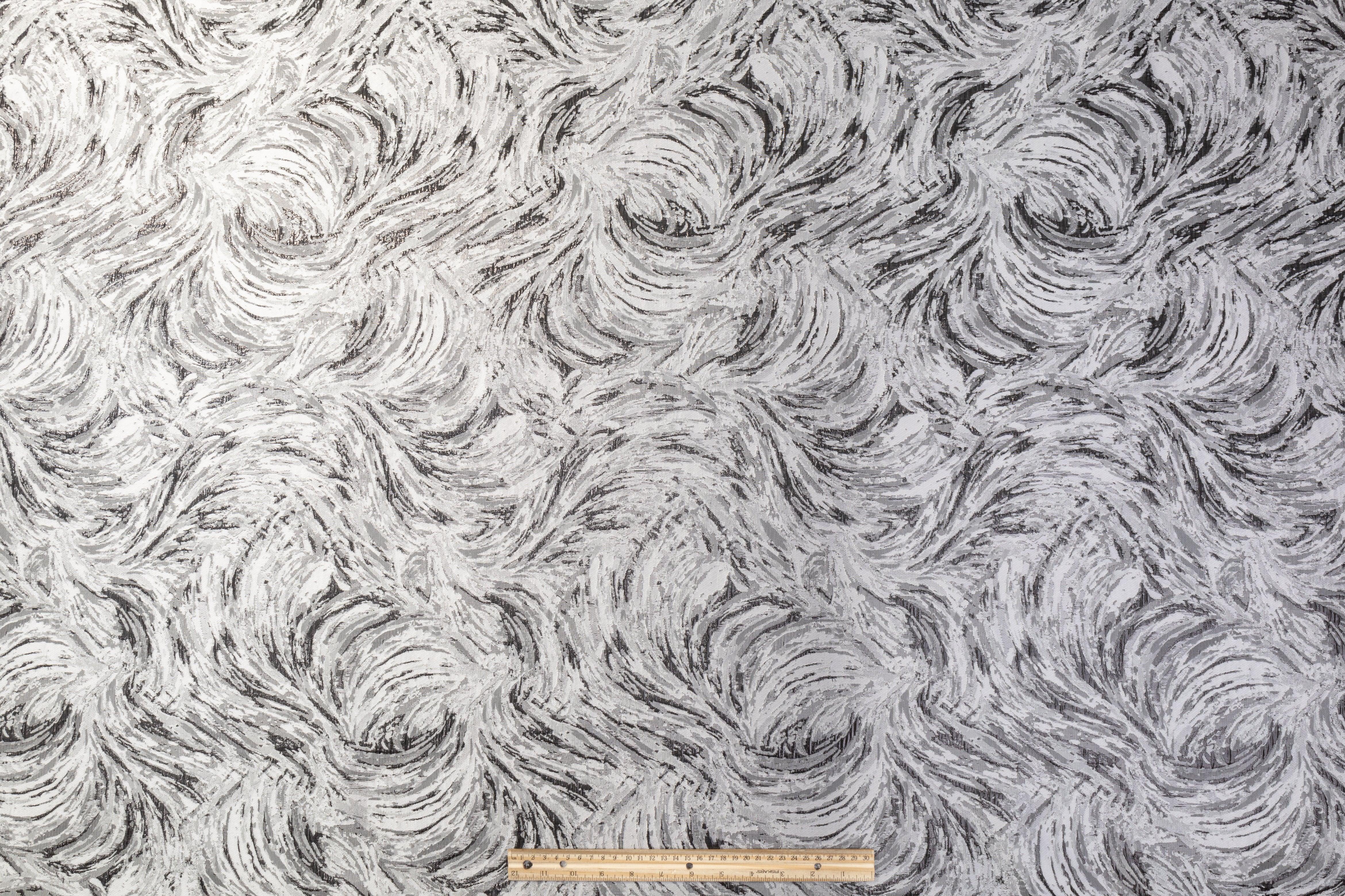 Abstract Metallic Brocade - Gray and Black - Prime Fabrics