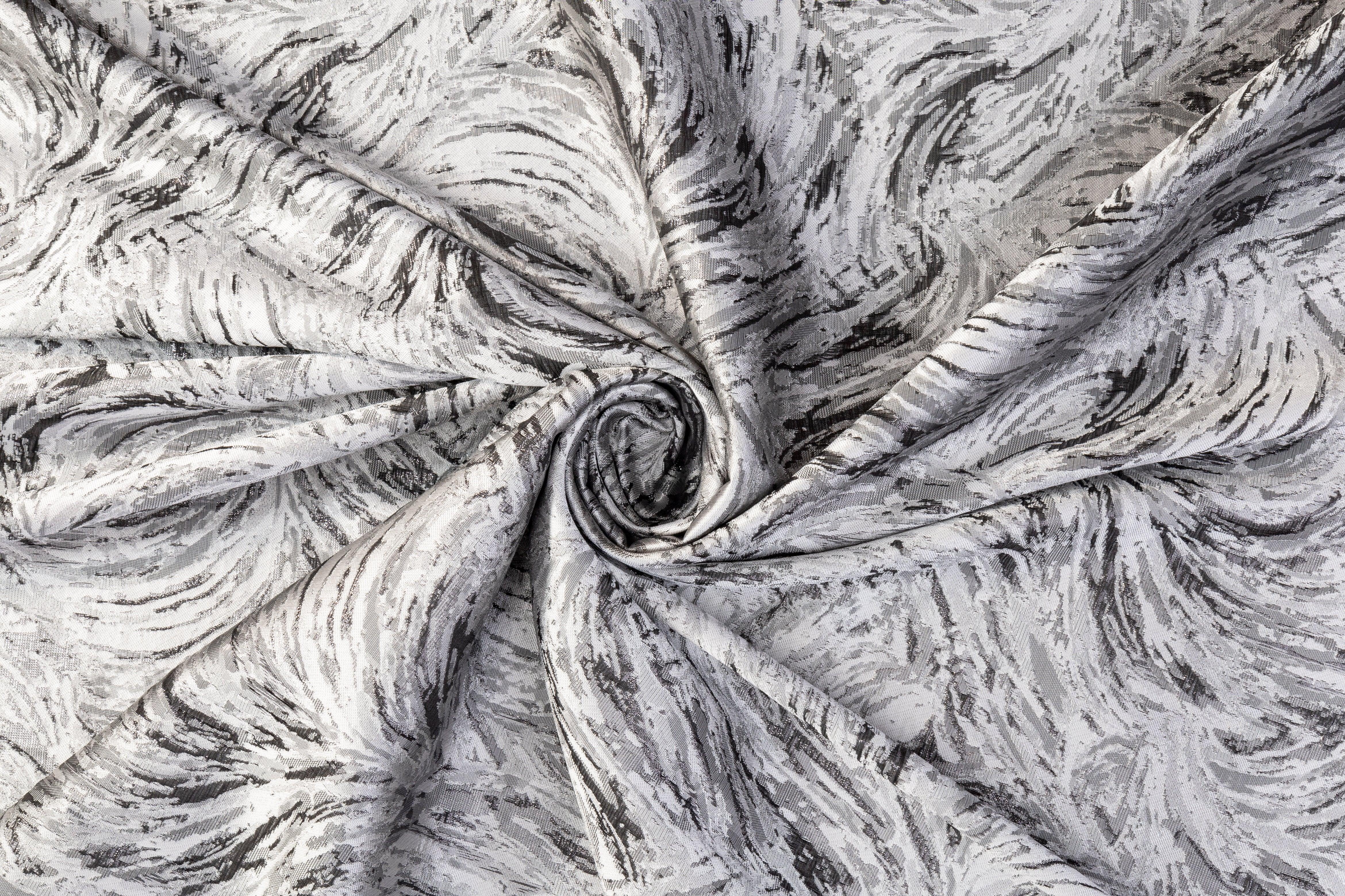 Abstract Metallic Brocade - Gray and Black - Prime Fabrics