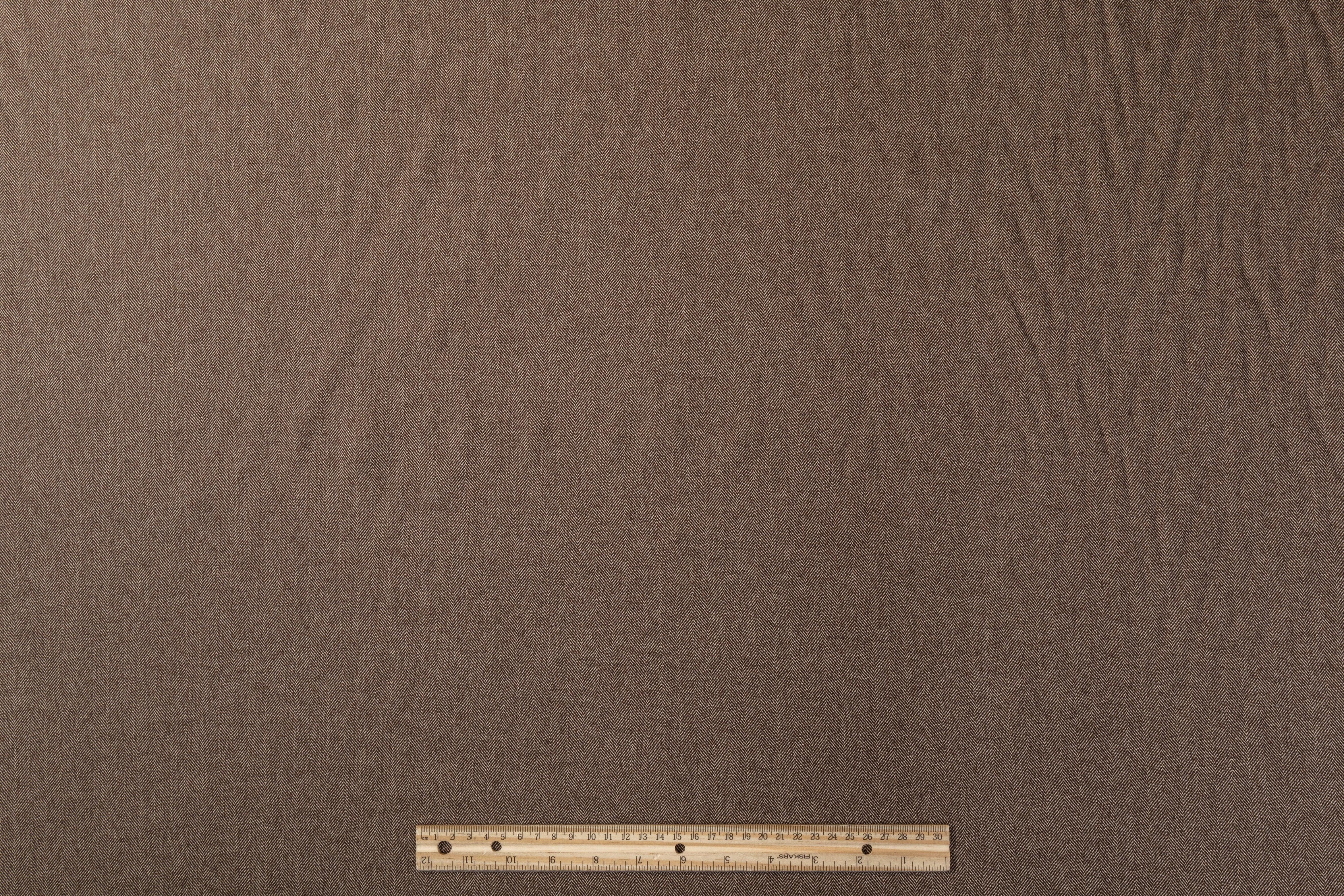 Herringbone Viscose Suiting - Brown - Prime Fabrics