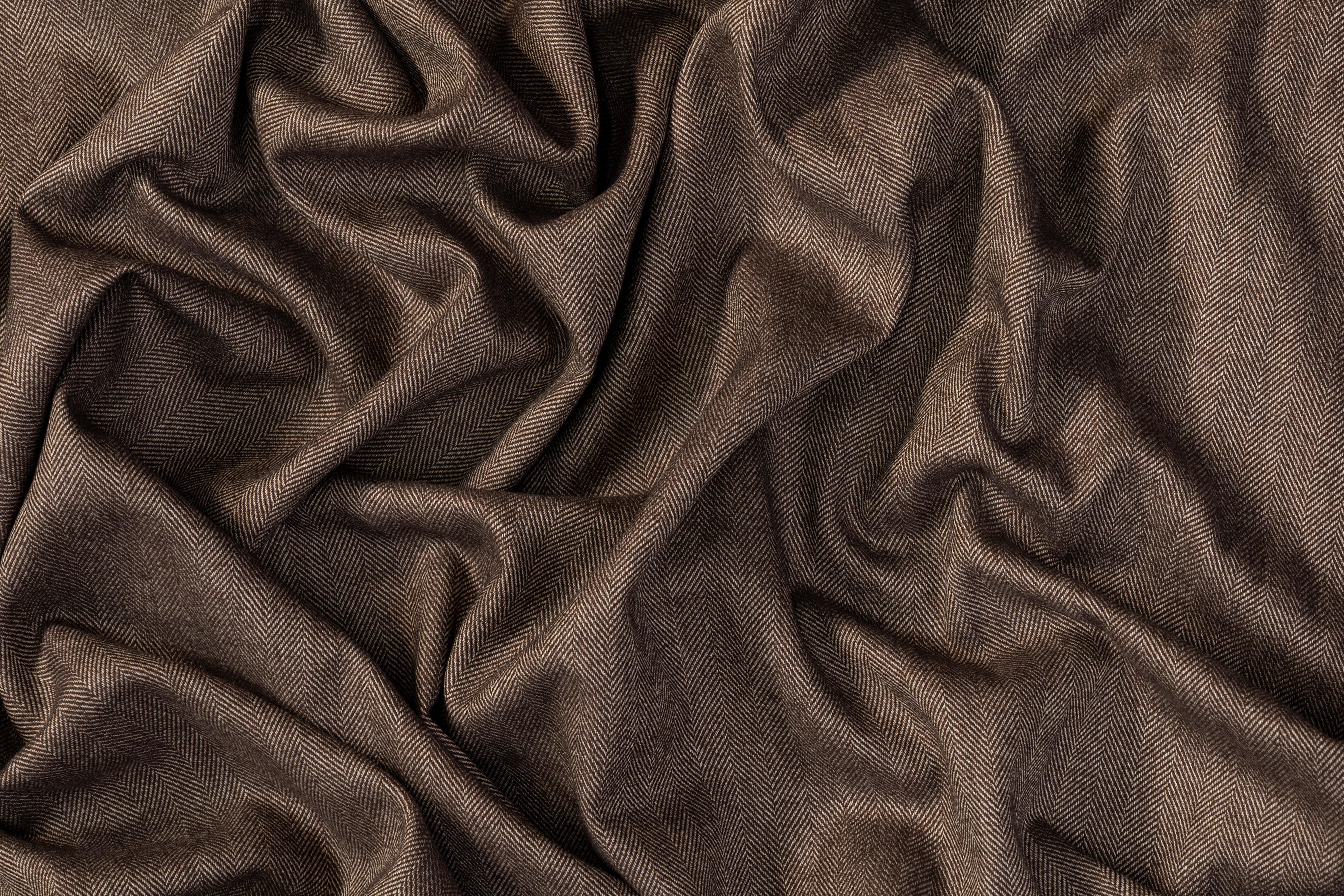 Herringbone Viscose Suiting - Brown - Prime Fabrics