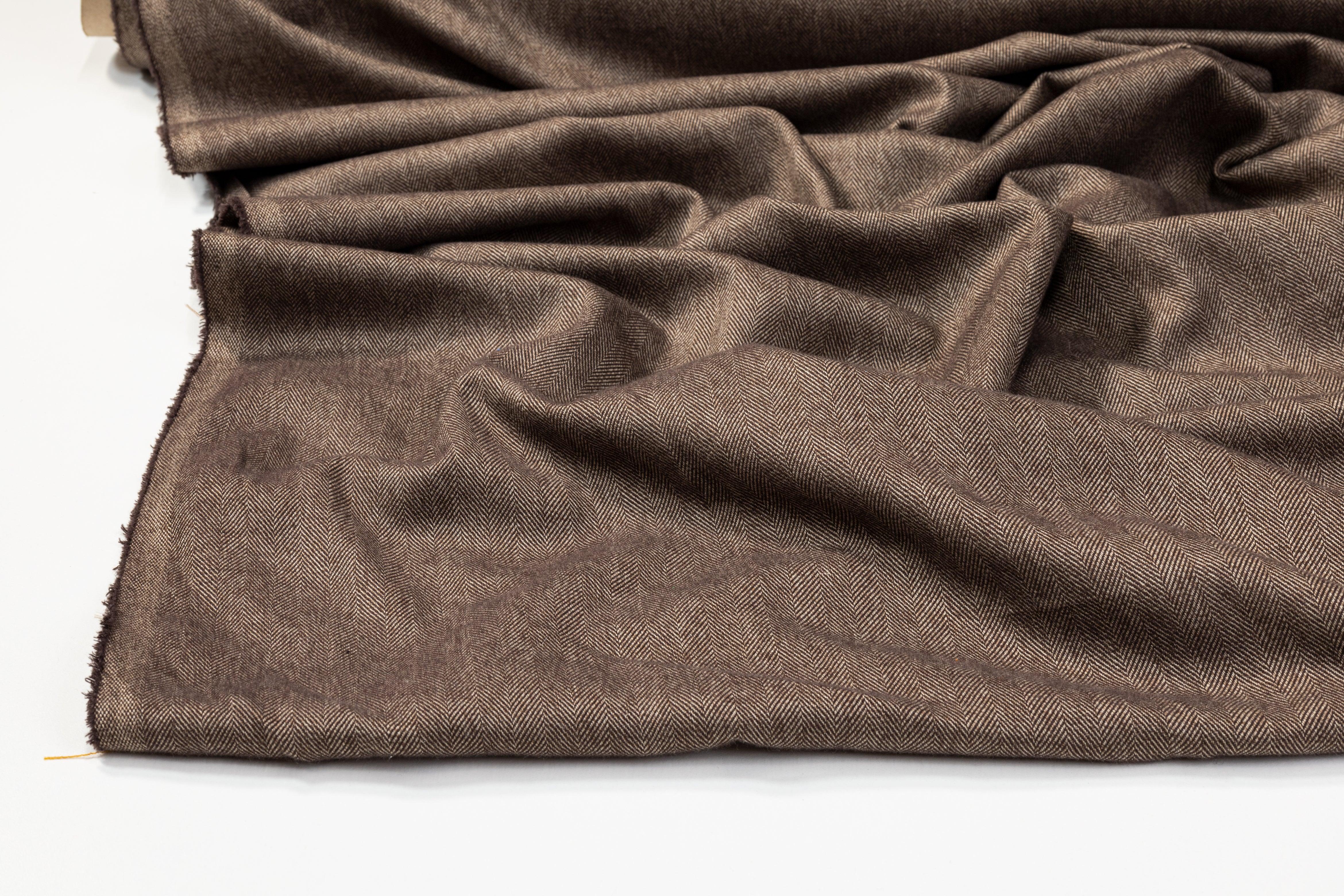 Herringbone Viscose Suiting - Brown - Prime Fabrics