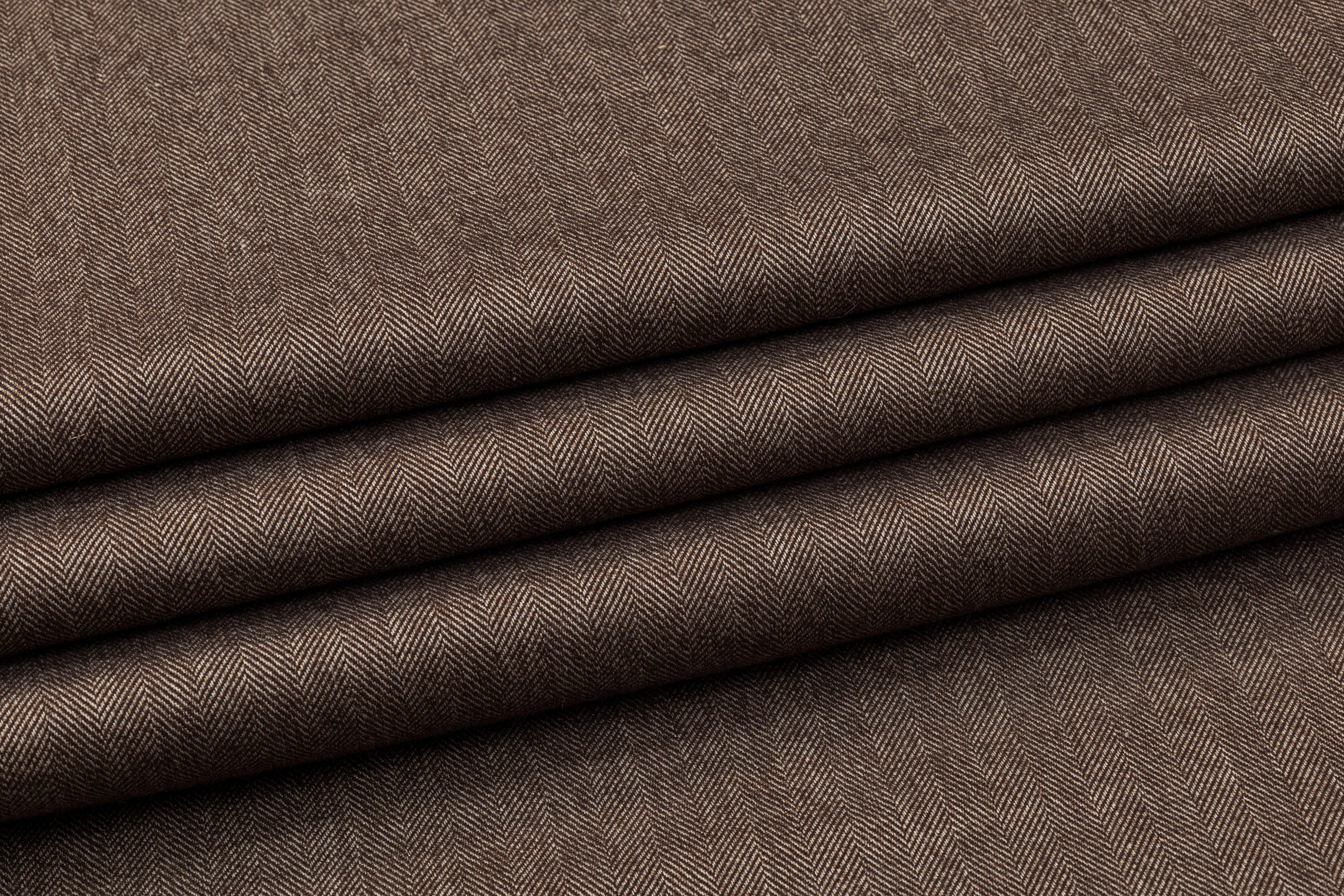 Herringbone Viscose Suiting - Brown - Prime Fabrics