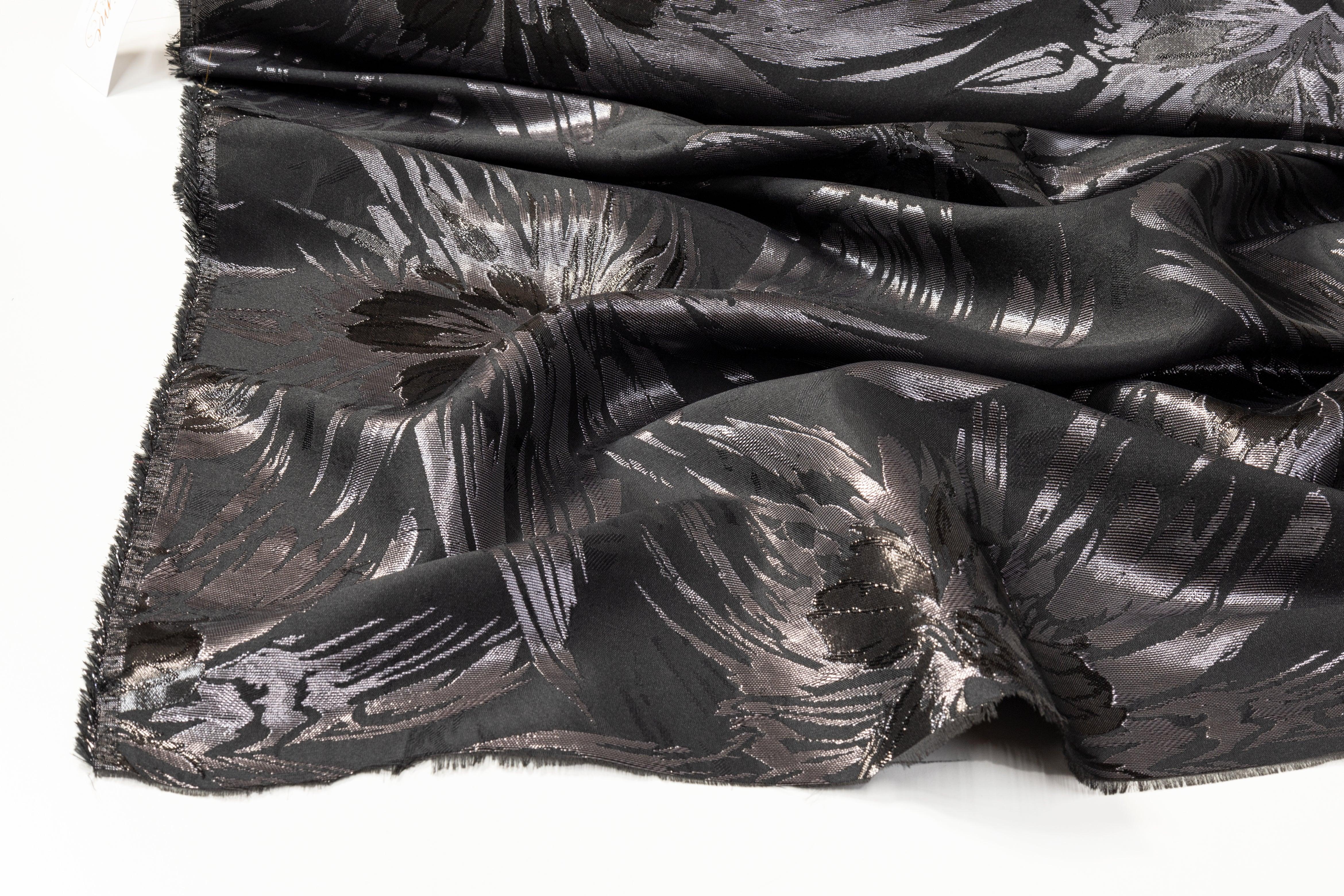Metallic Floral Jacquard - Black and Gray - Prime Fabrics