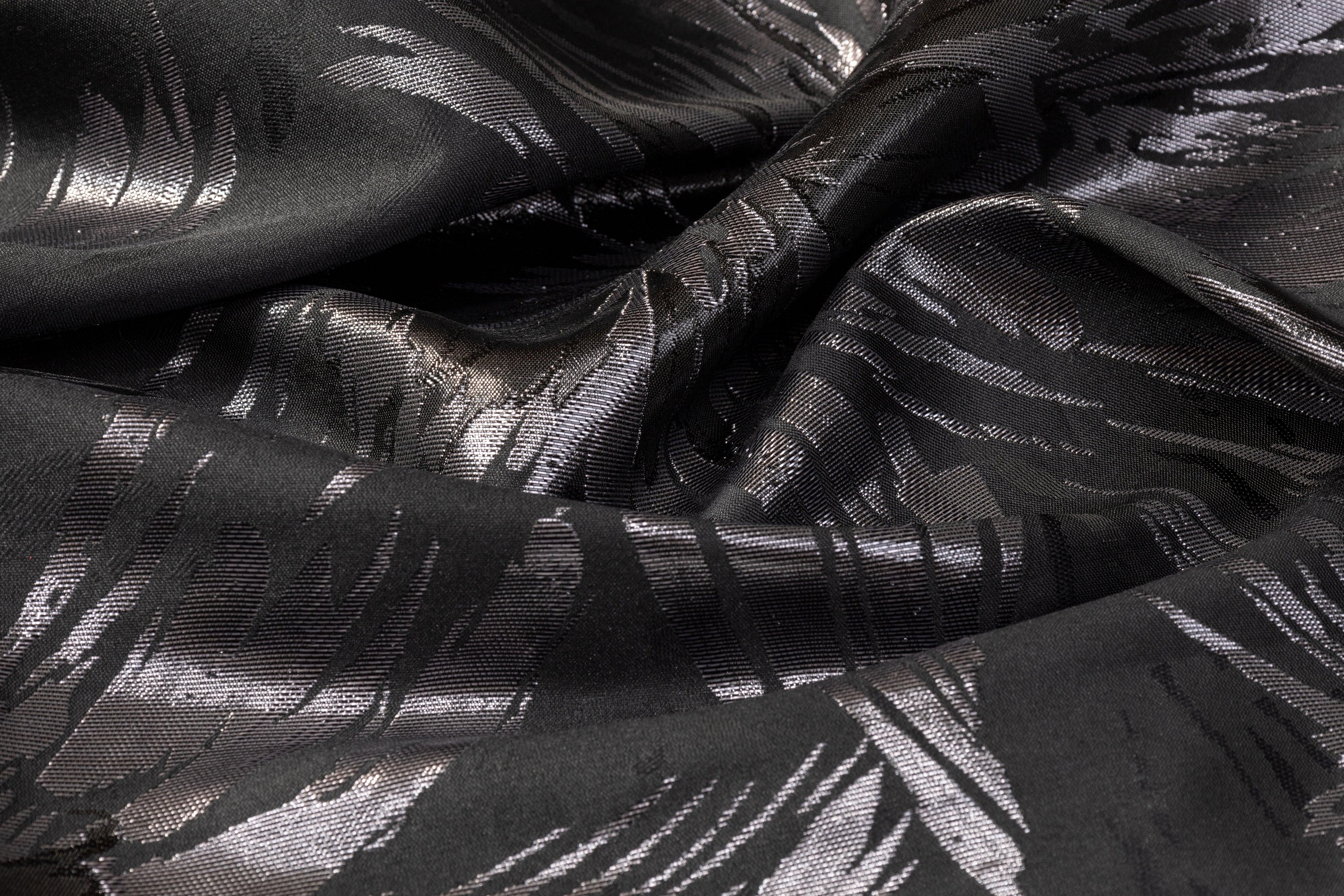 Metallic Floral Jacquard - Black and Gray - Prime Fabrics