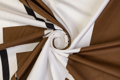 Abstract Cotton Sateen - Brown, White, Black