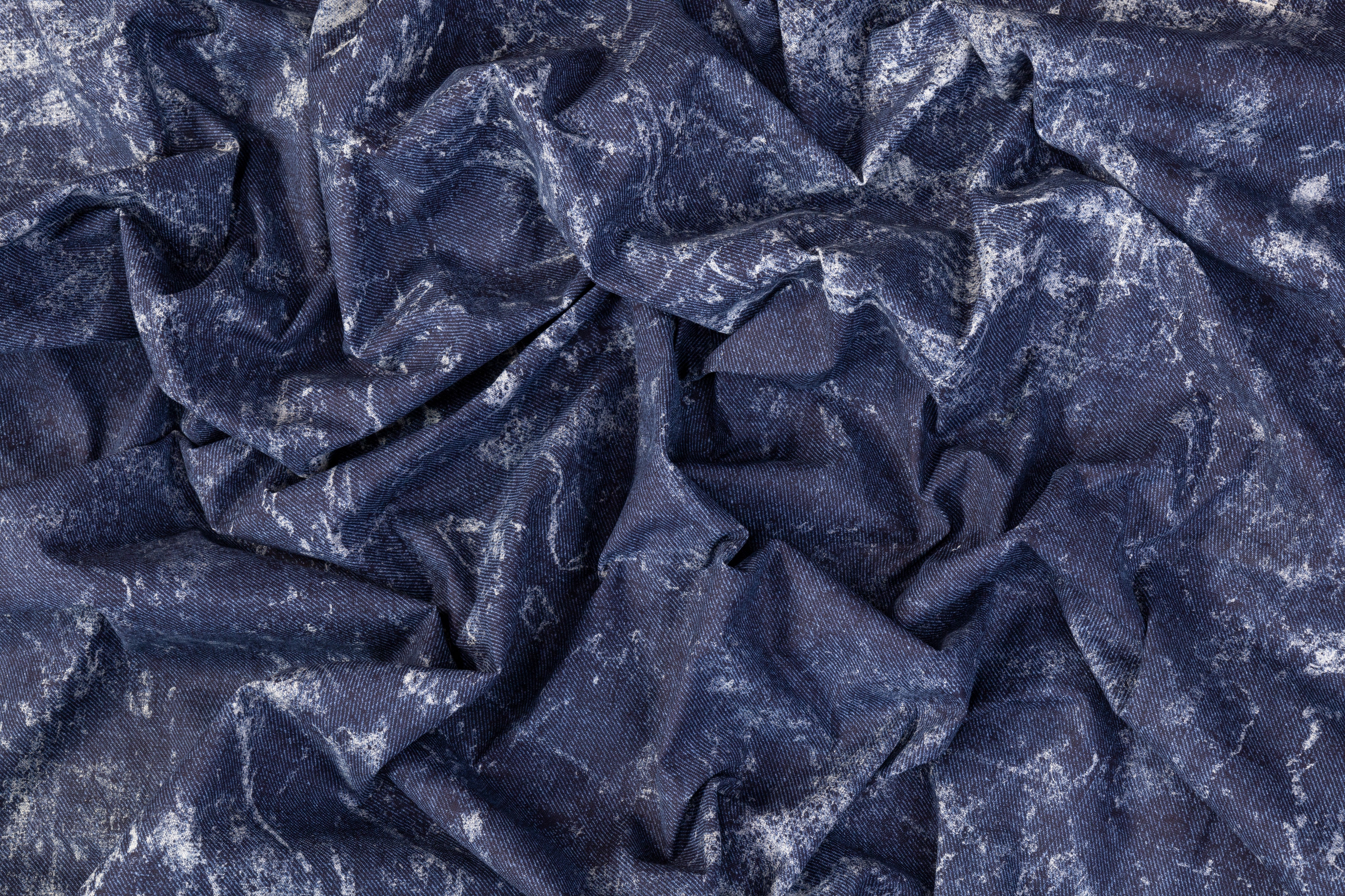 Acid Washed Denim Printed Cotton - Indigo