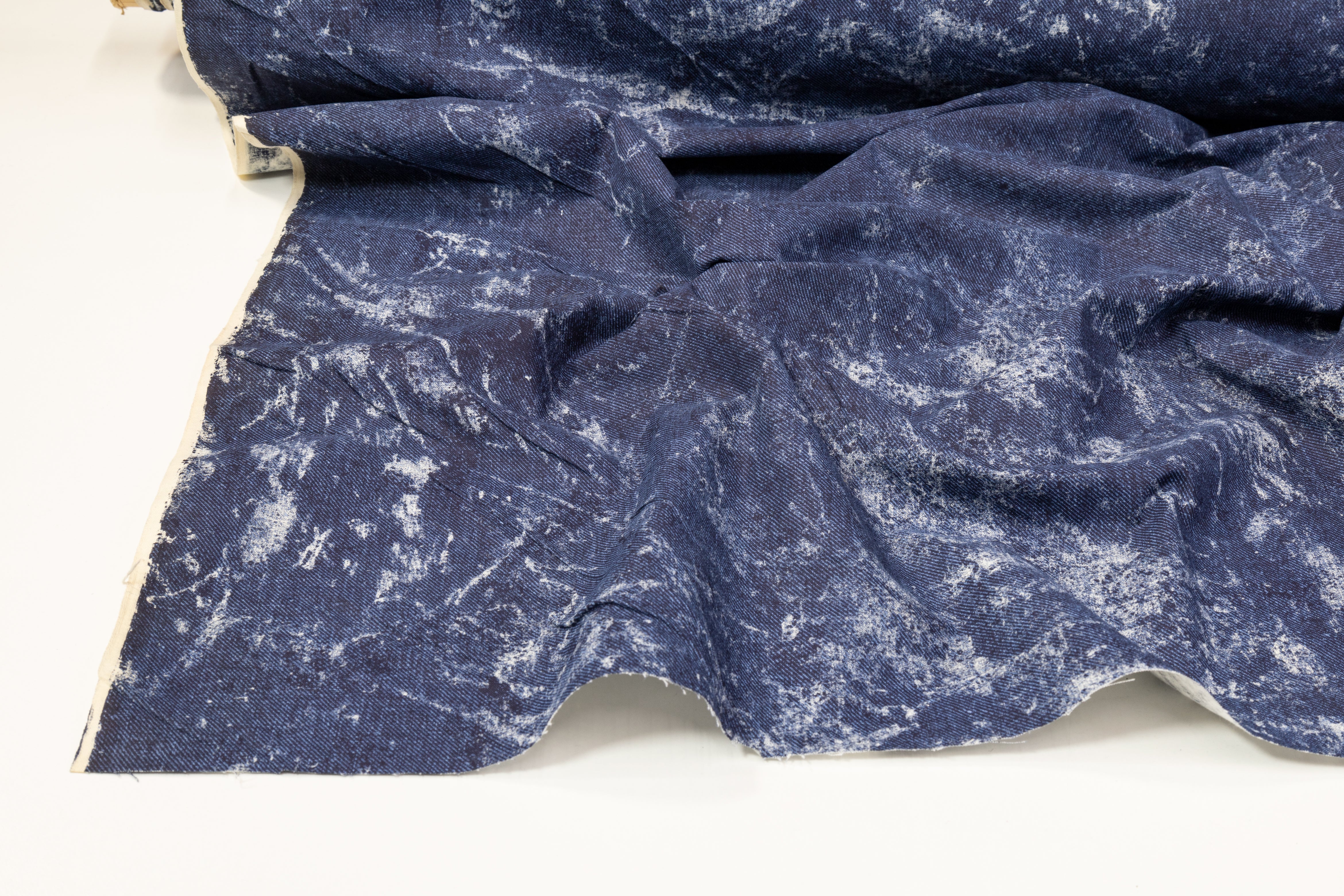 Acid Washed Denim Printed Cotton - Indigo