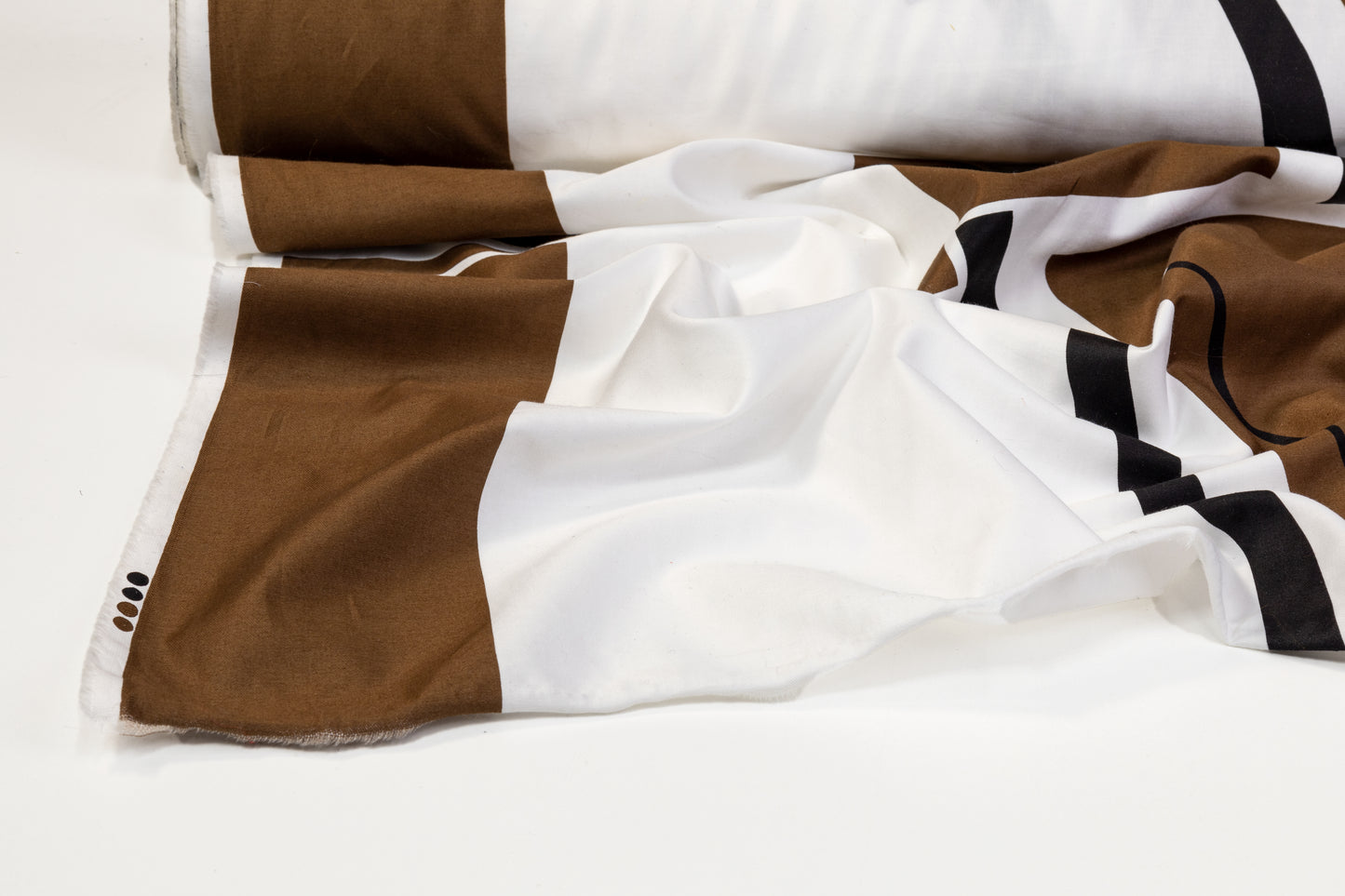 Abstract Cotton Sateen - Brown, White, Black