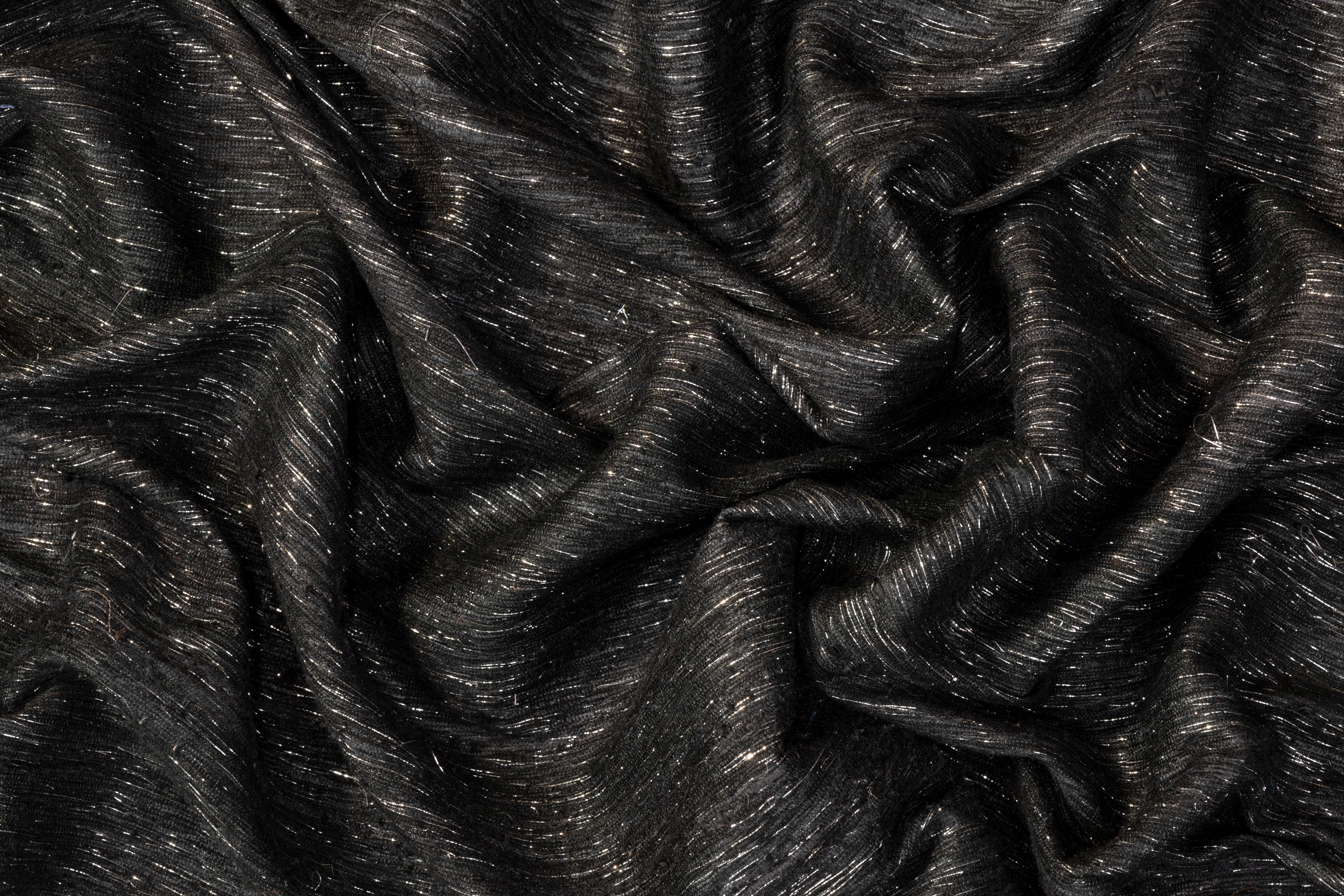 Metallic Silk - Washed Black and Silver