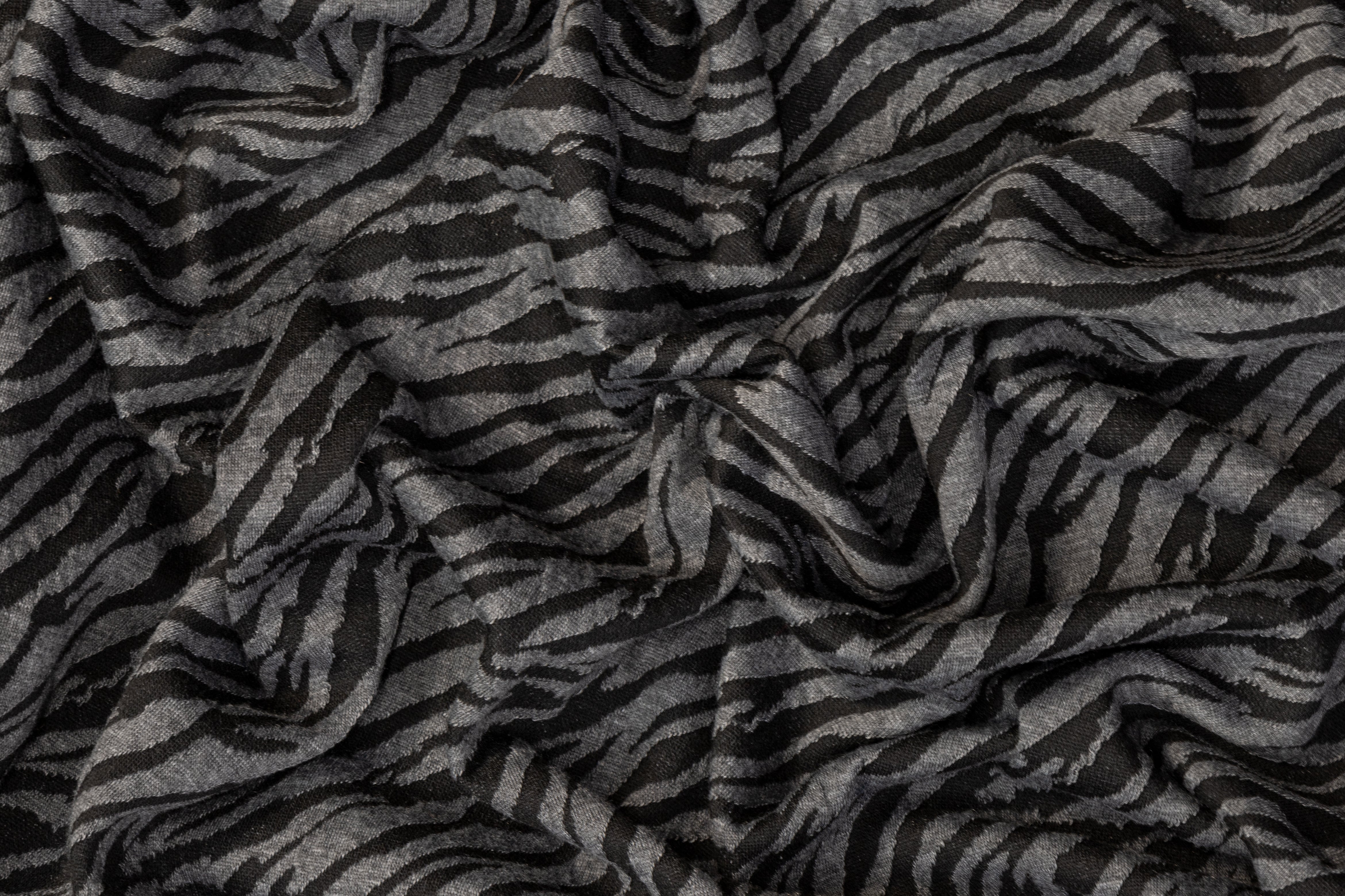 Tiger Design Jersey Knit - Gray and Black