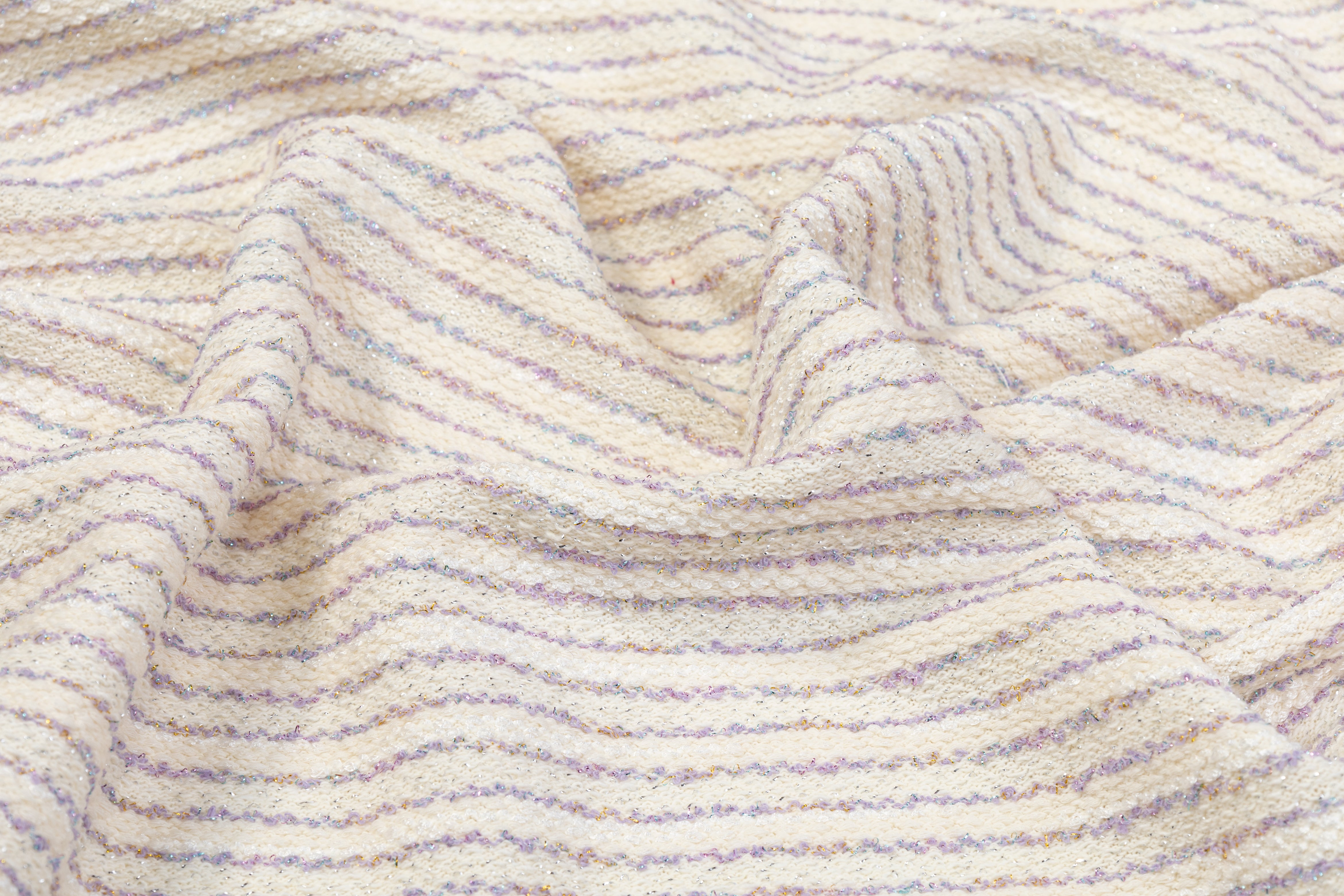 Metallic Jersey Tweed - Off White and Purple