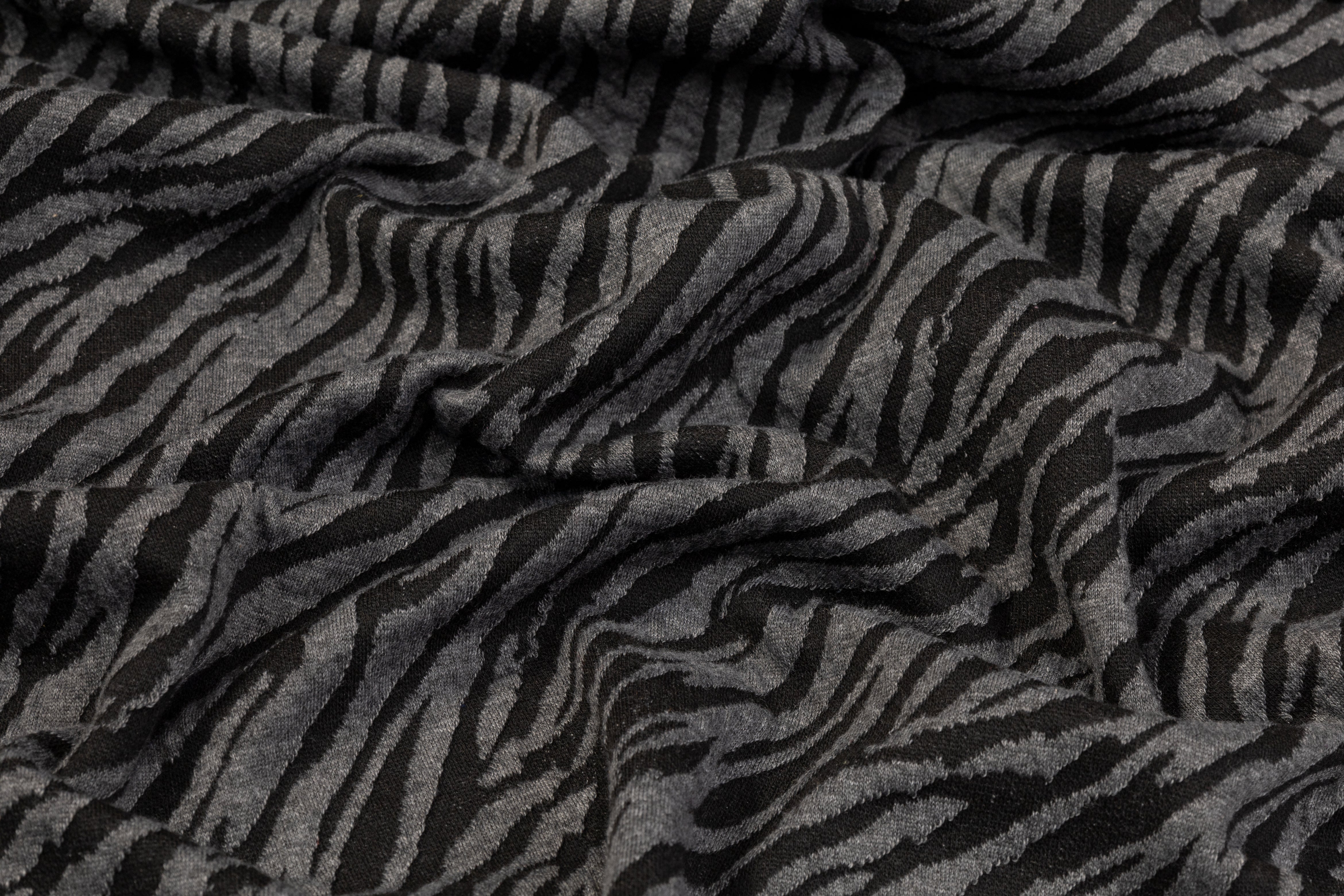 Tiger Design Jersey Knit - Gray and Black