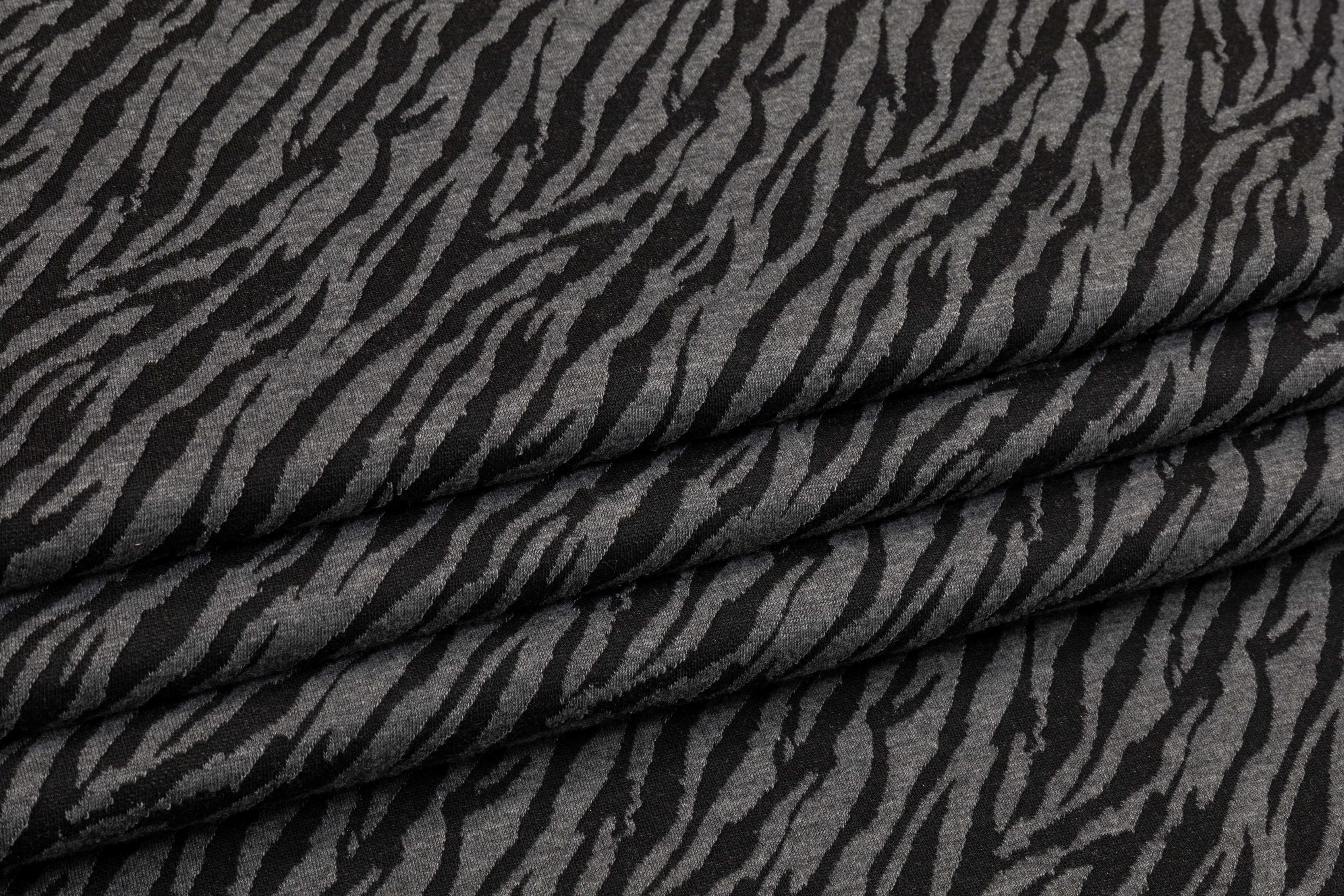 Tiger Design Jersey Knit - Gray and Black