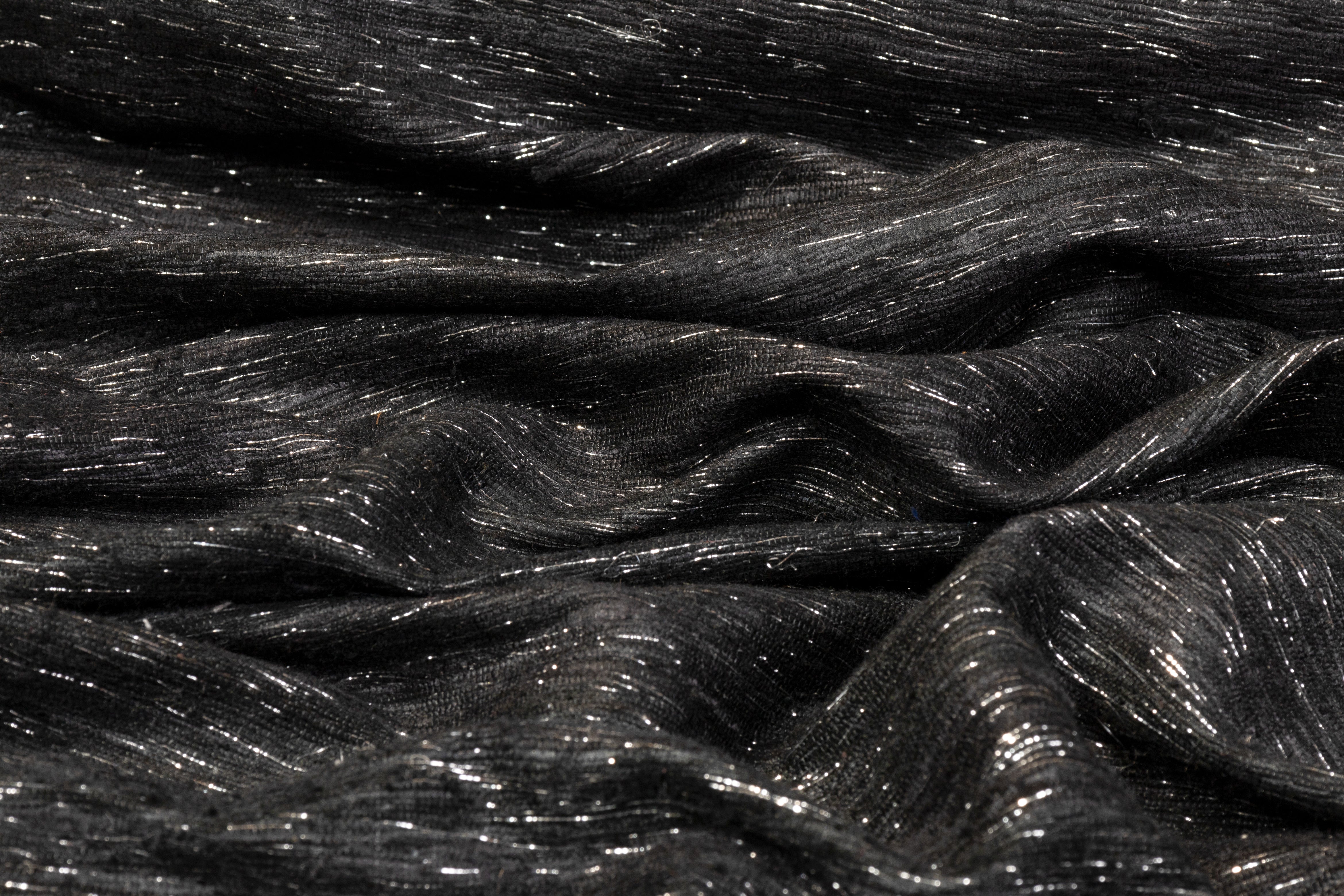 Metallic Silk - Washed Black and Silver