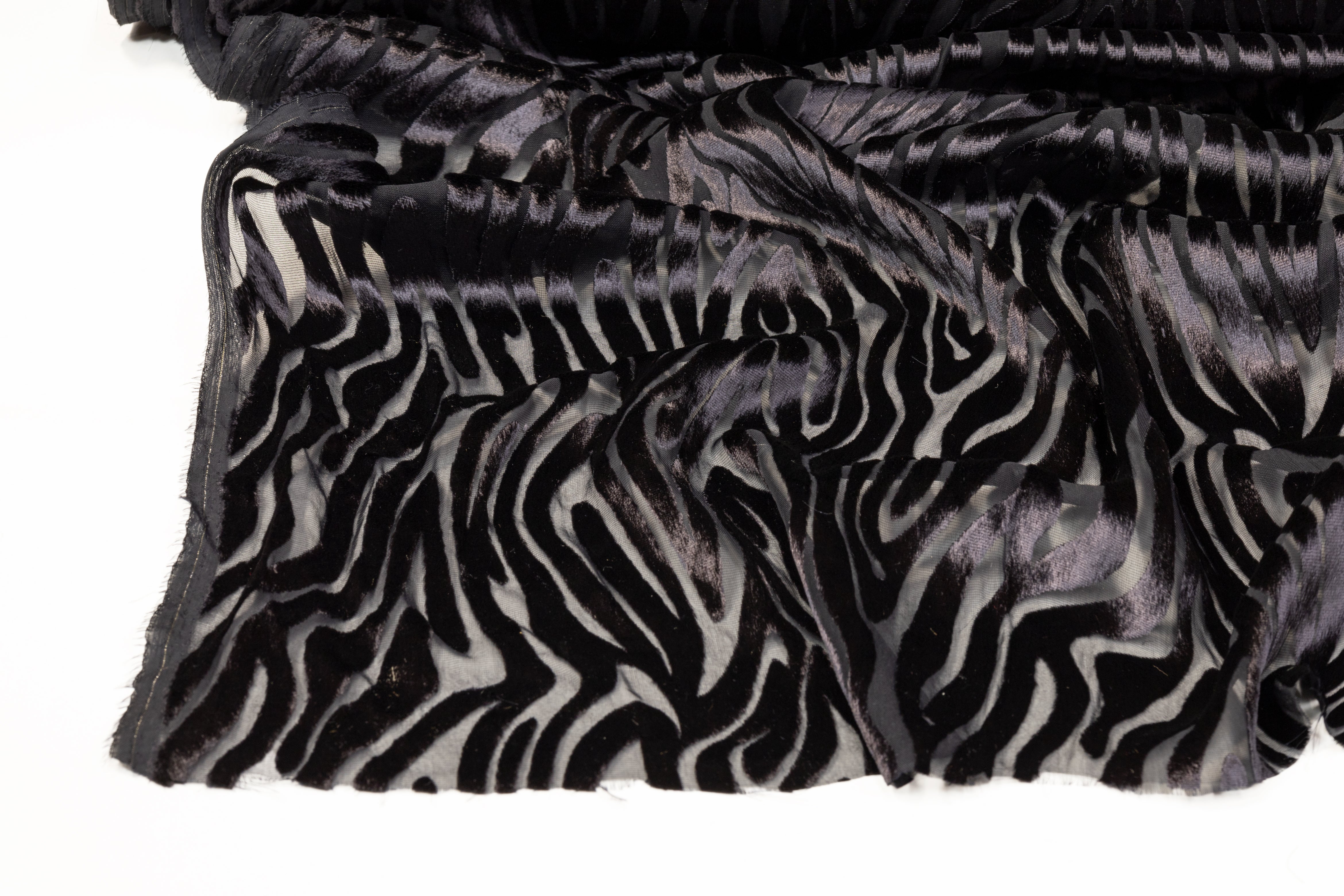 Zebra Design Velvet Burnout - Black