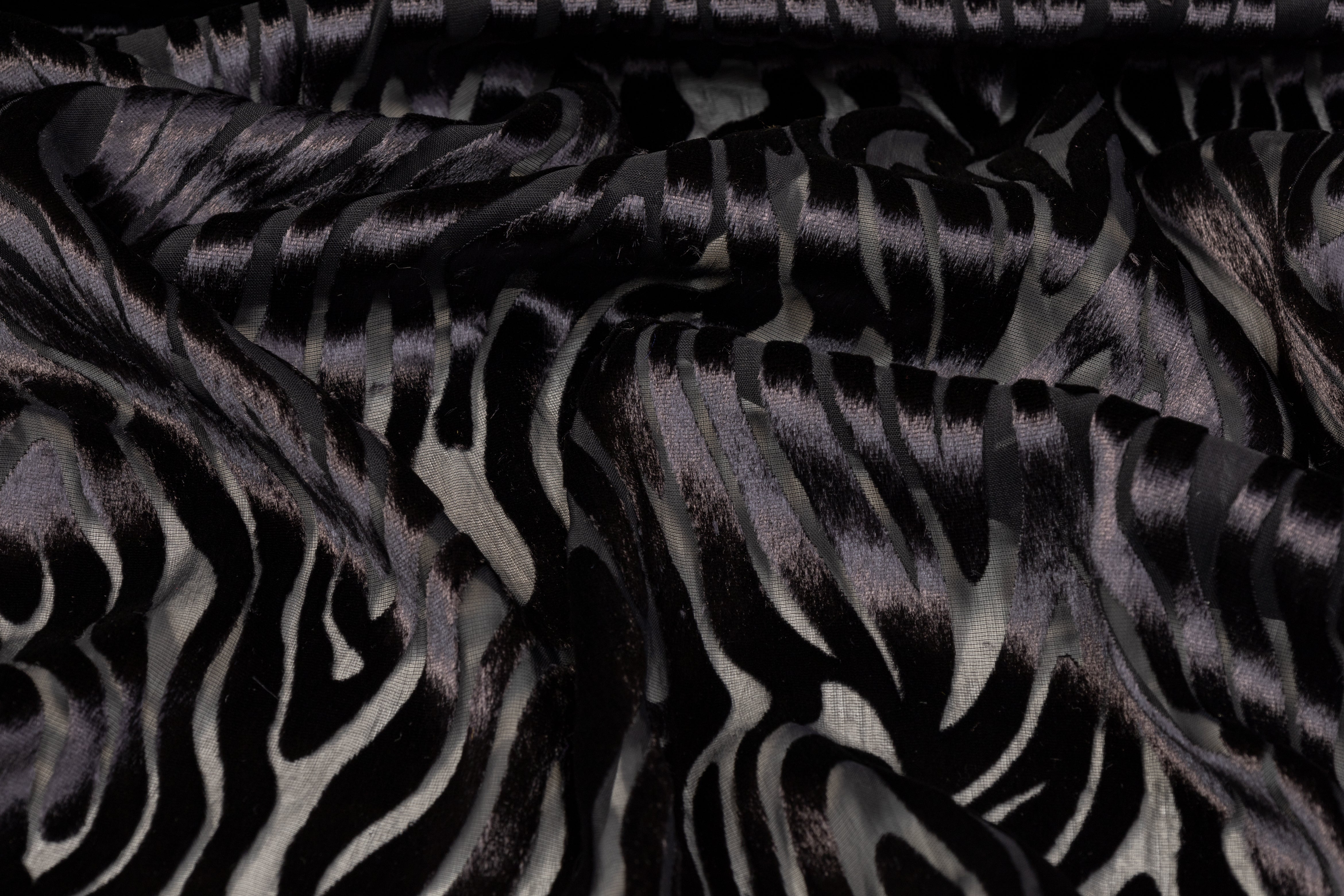 Zebra Design Velvet Burnout - Black