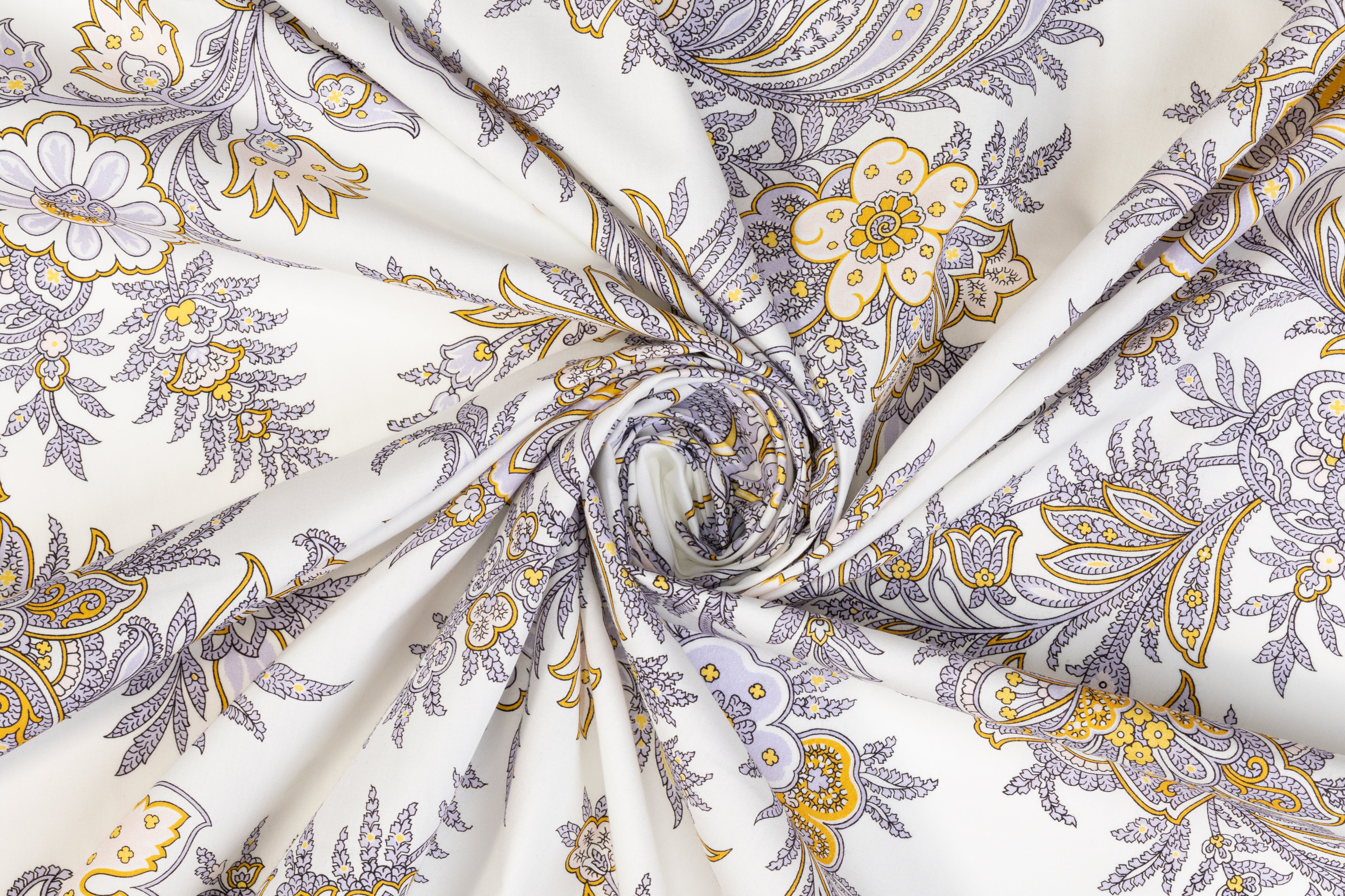 Floral Italian Cotton - Lavender, Gold, White