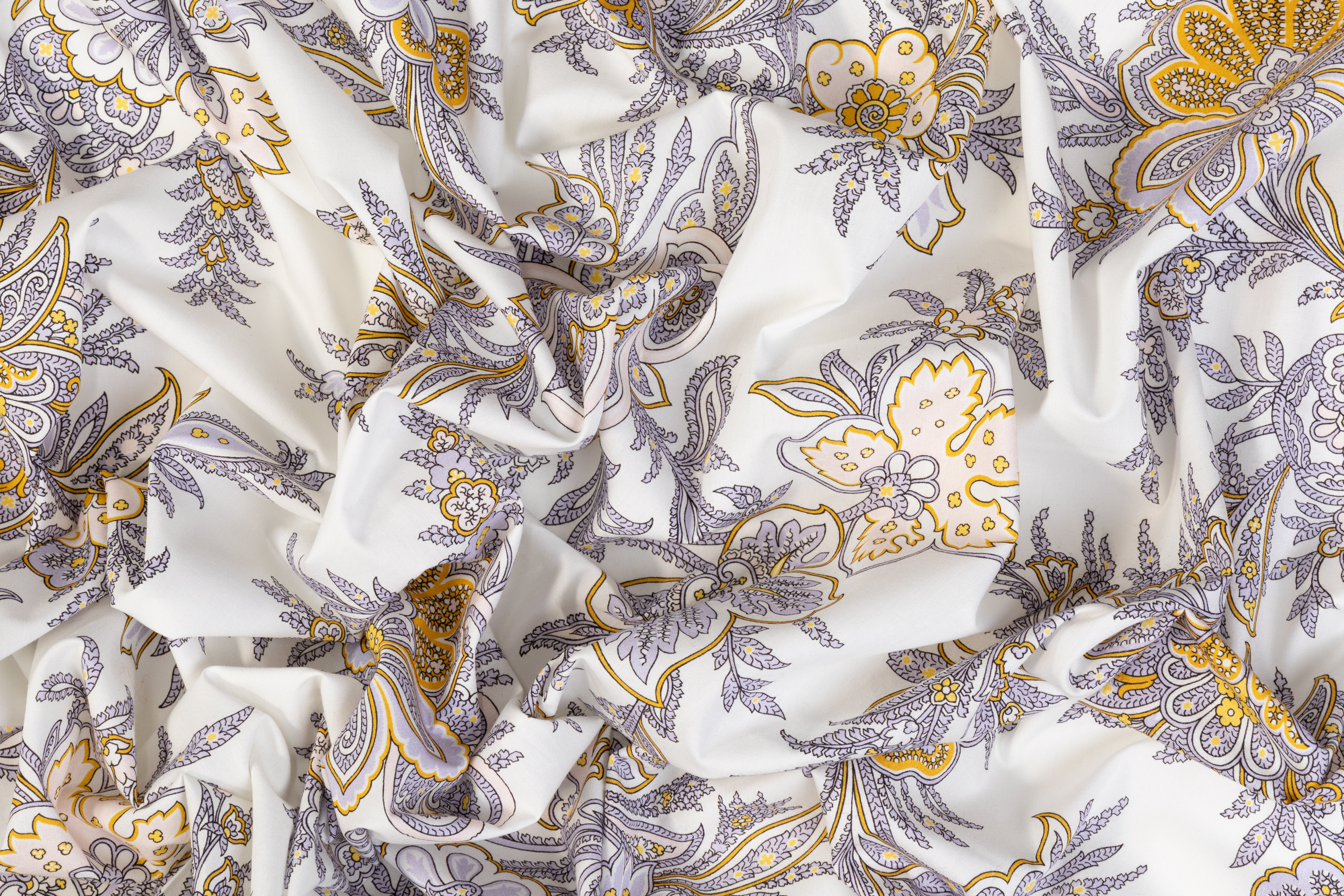 Floral Italian Cotton - Lavender, Gold, White